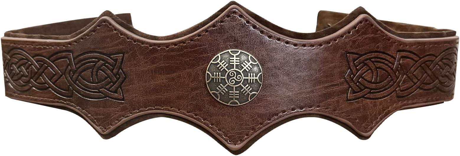 Medieval Embossed Faux Leather Headpiece, Retro Renaissance Adjustable Headband, Cosplay Costume Accessories