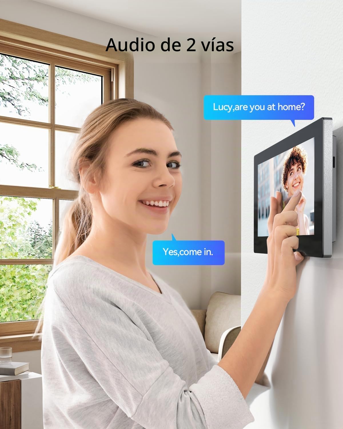 TMEZON Videoportero WiFi Sistema de Intercomunicación 1080P, 7'' Monitor Táctil a Color,Timbre Video Mirilla 2 Hilos,Desbloqueo en Remoto,Audio Bidireccional,Detección de Movimiento Humano