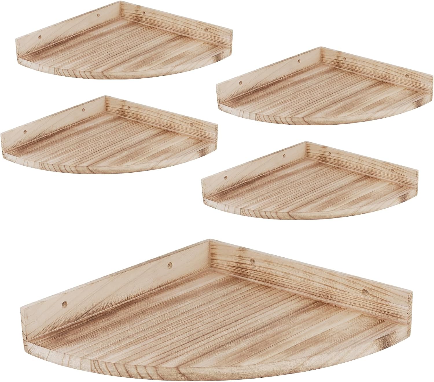 5 PCS Corner Wall Shelf Floating, 15.6 x 11.2 x 2 inch Wooden Wall Mount Corner Storage Display Floating Shelves for Living Room, Bedroom, Kitchen, Burlywood