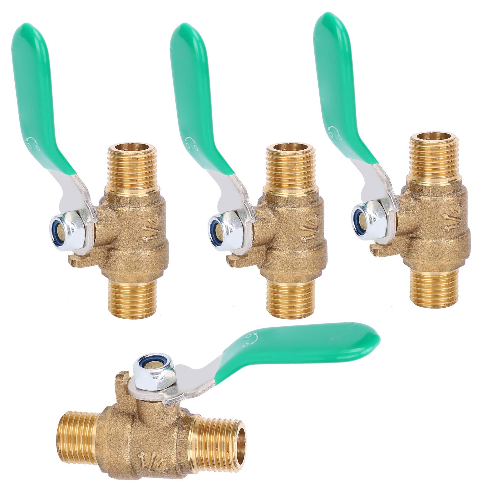 Robinet à bille 1/4" vanne d'arrêt double filetage externe pour circuit eau chaude froide 4 pièces