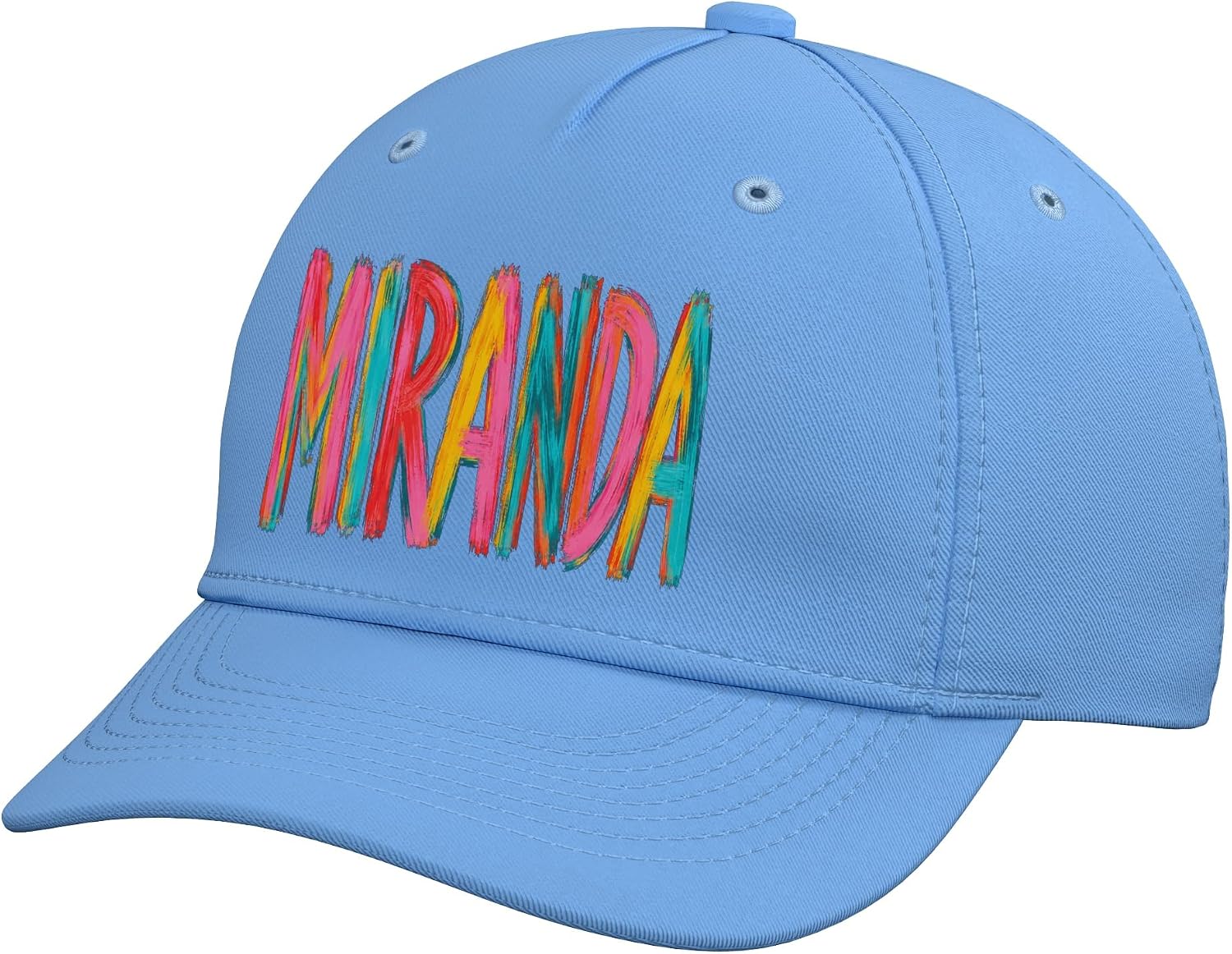 Miranda First Name Colorful Brushstroke Letters Adjustable Baseball Hat
