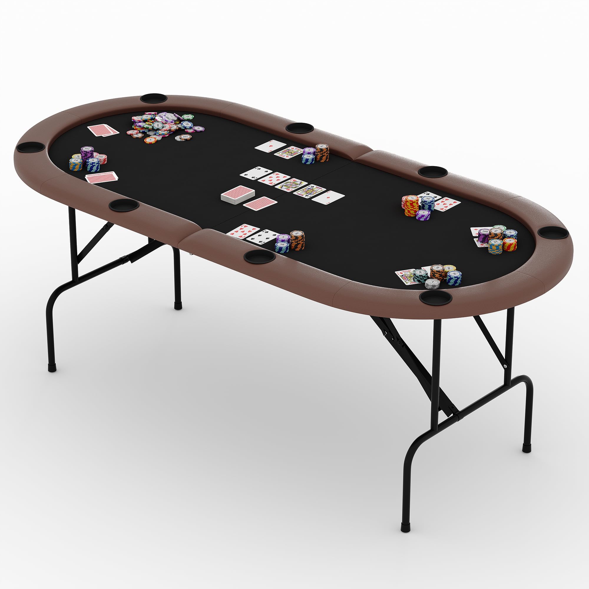 Garvee Tavolo Da Poker Ovale Pieghevole 180 cm Per 8 Giocatori in PU