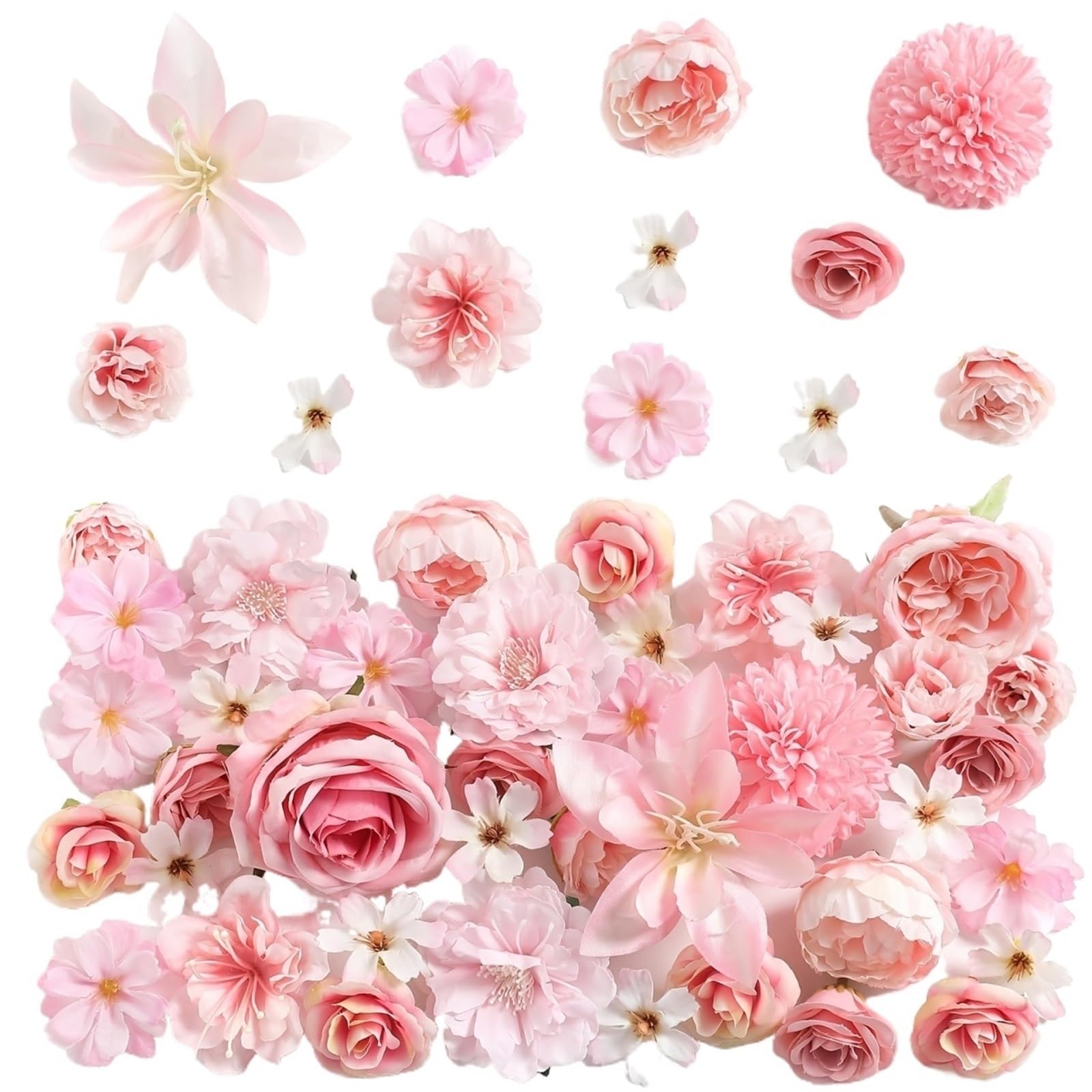 XIANGMLING 49Pcs Mix Artificial Silk Flowers, Fake Bouquet for Home Wedding Decor Garland Arrangement(Color3)
