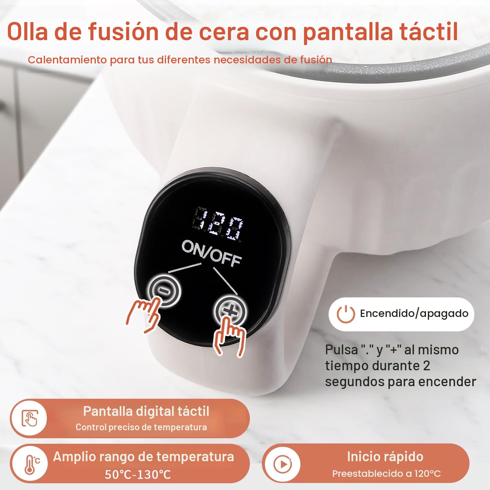 Yuuchail Olla de fusión de cera para pantalla táctil, control digital de temperatura (50 ℃-130 ℃), derretidor de cera eléctrico para hacer velas y jabón con revestimiento antiadherente y vertido