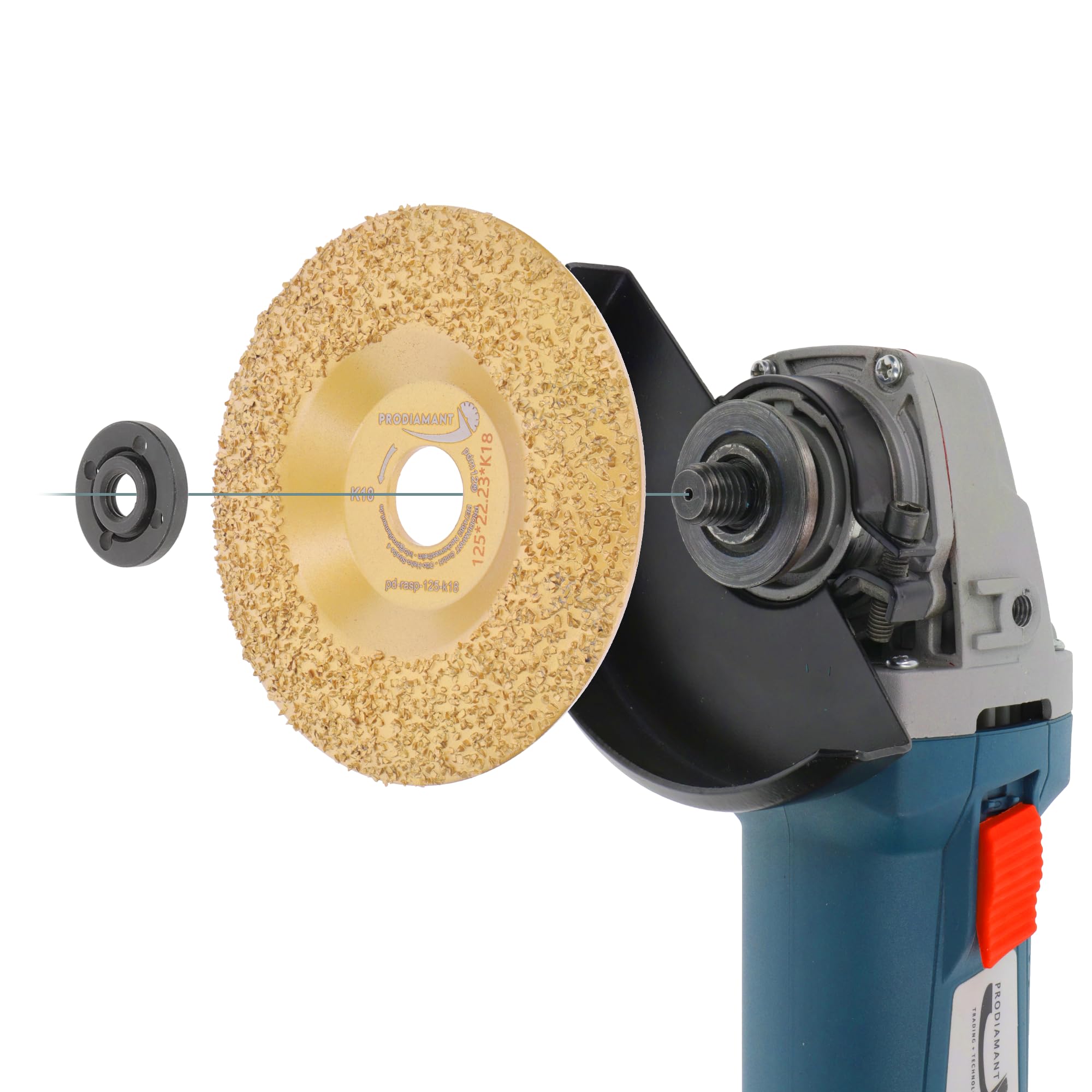 PRODIAMANT Disque à râper Ø 125 mm x 22,23 mm - K18, disque abrasif en carbure de tungstène pour meuleuse d’angle, grain moyen, idéal pour le meulage, pour meuleuses d'angle