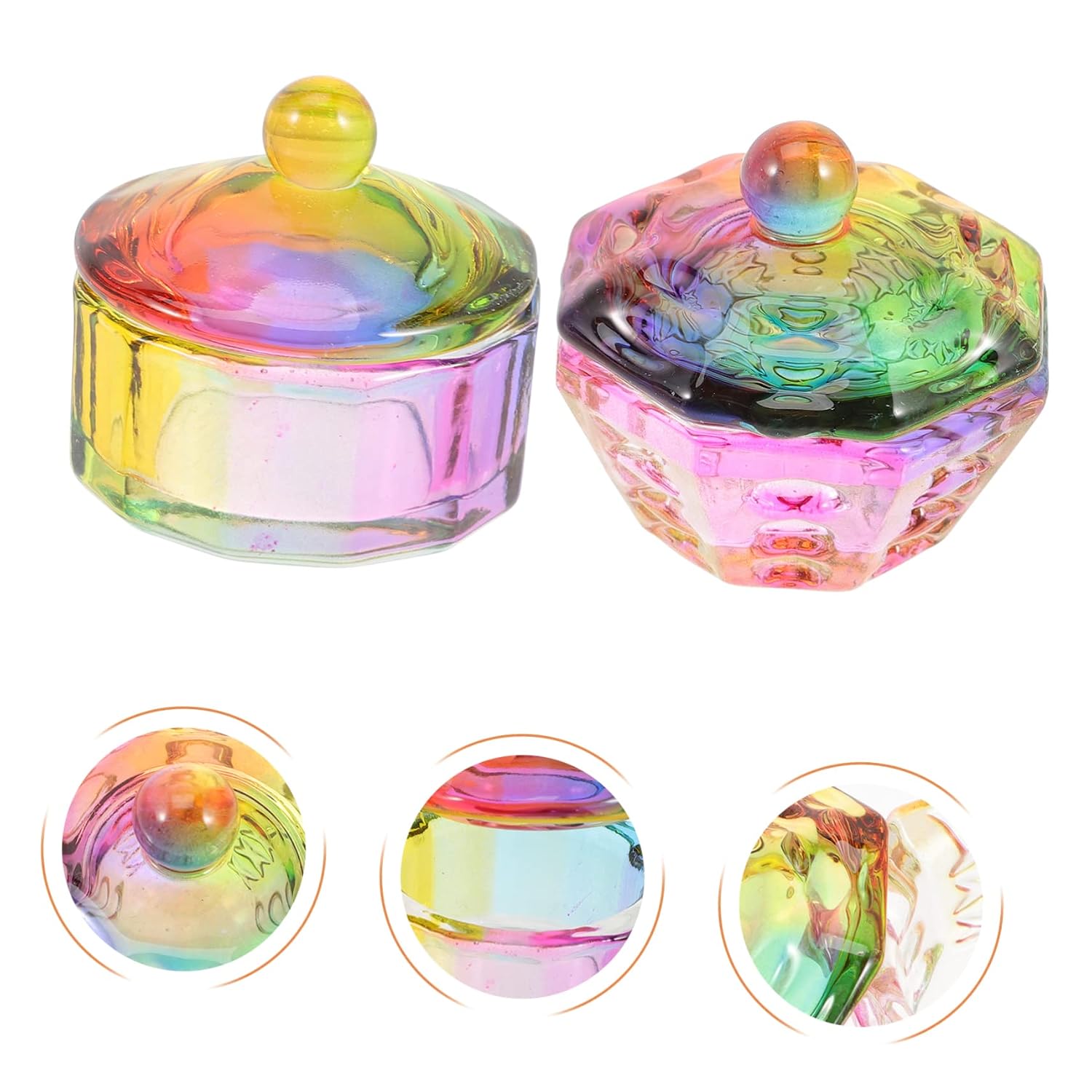 Healeved 2pcs Glass Manicure Monomer Dish Lid Professional Nail Art Cup Decorative Nail Liquid Cup for Art Use
