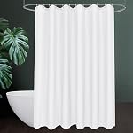UFRIDAY White Short Shower Curtain 72 x 66 inch, Hotel Fabric Machine Washable Shower Curtain Liner Waterproof Repellent Modern Home Shower Curtain Liner