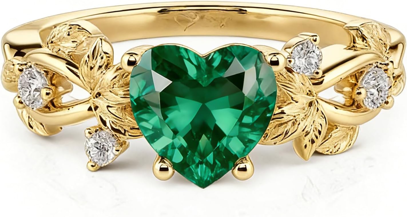 Birthstone Rings for Women 925 Sterling Silver Heart Gemstones Ring Custom 10K 14K Gold Birthstone Jewelry Birthday Gift for Mother Wife