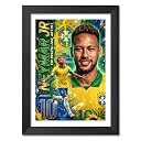 TenorArts Neymar Jr Brazil Poster Frame Worldcup Themed Laminated Photo Framed Painting with Matt Finish Black Texture (12 inches x 9inches) gallery image