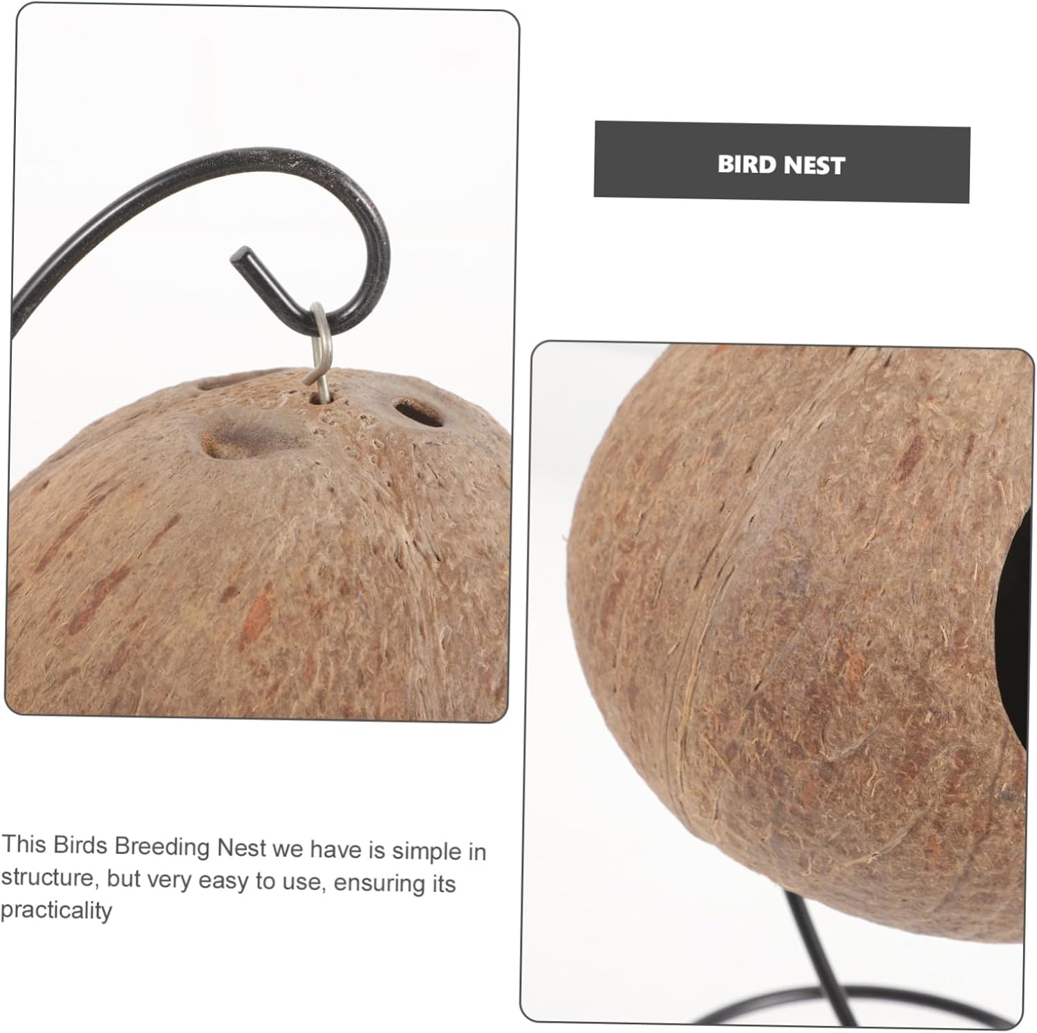 1set Hanging Coconuts Bird Breeding Nest Rack Cozy Sleeping House for Parakeets Natural Coconut Shell Material for Nesting and Mating Bird Cages