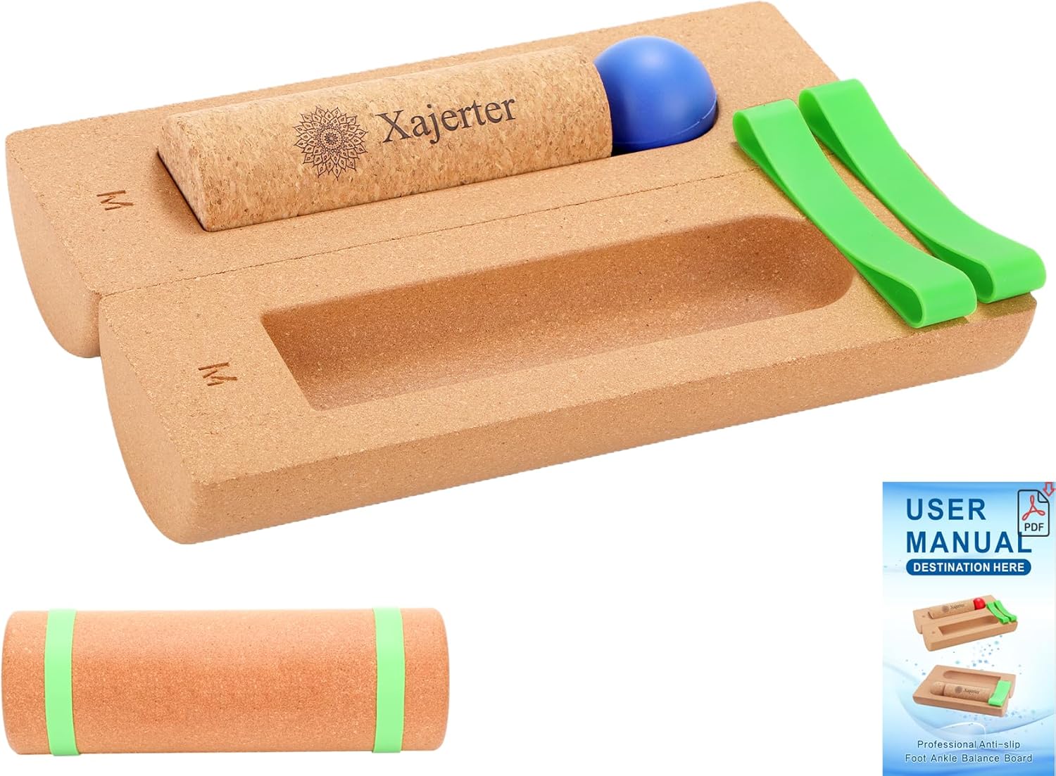 Balance Trainer, Cork Balance Board with User Guide-12In, Foot Ankle Strengthener, for Plantar Fasciitis Bunion Relief & Arch Collapse, Athelete & Dancer