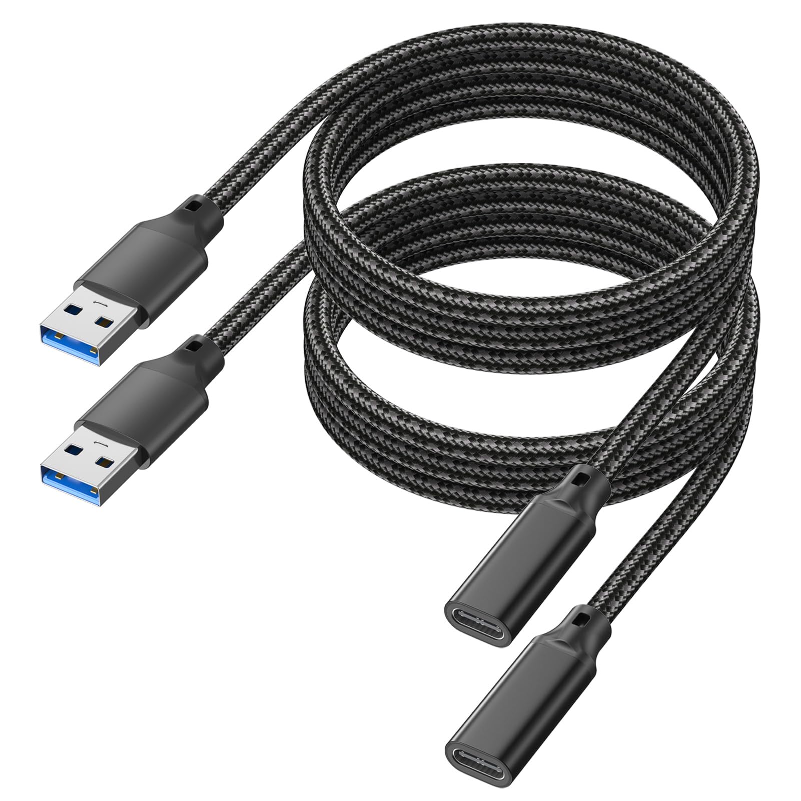 Cavo adattatore da USB C femmina a USB maschio, 1,5 m, confezione da 2, 10 Gbps, prolunga da USB A a USB C, trasferimento dati USB 3.2 GEN 2, 15 W, ricarica sicura da USB A a C, cavo adattatore per