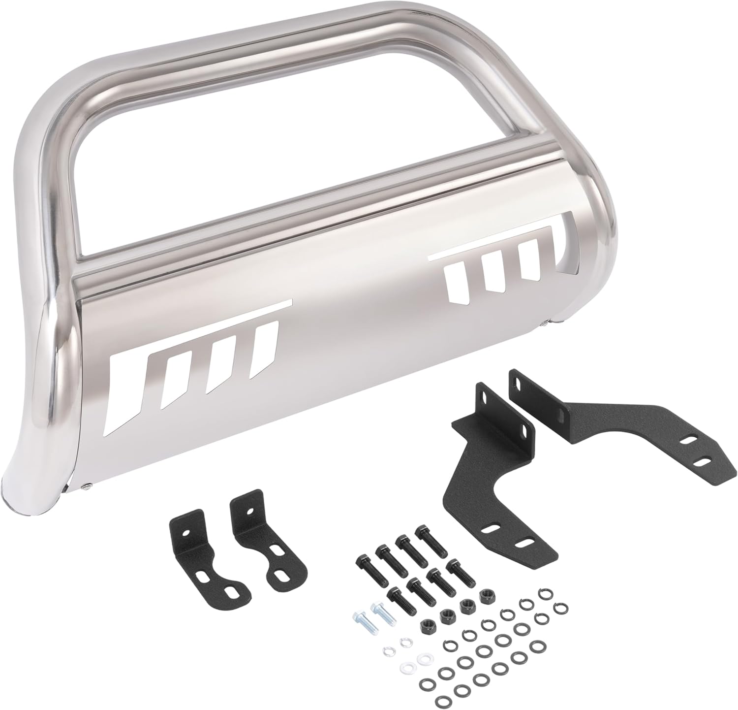 Bull Brush Guard Compatible with 2022 2023 2024 2025 Nissan Frontier Front Bull Bar Bumper Impact Frame Front Bumper Protection Steel Polishing Silvery