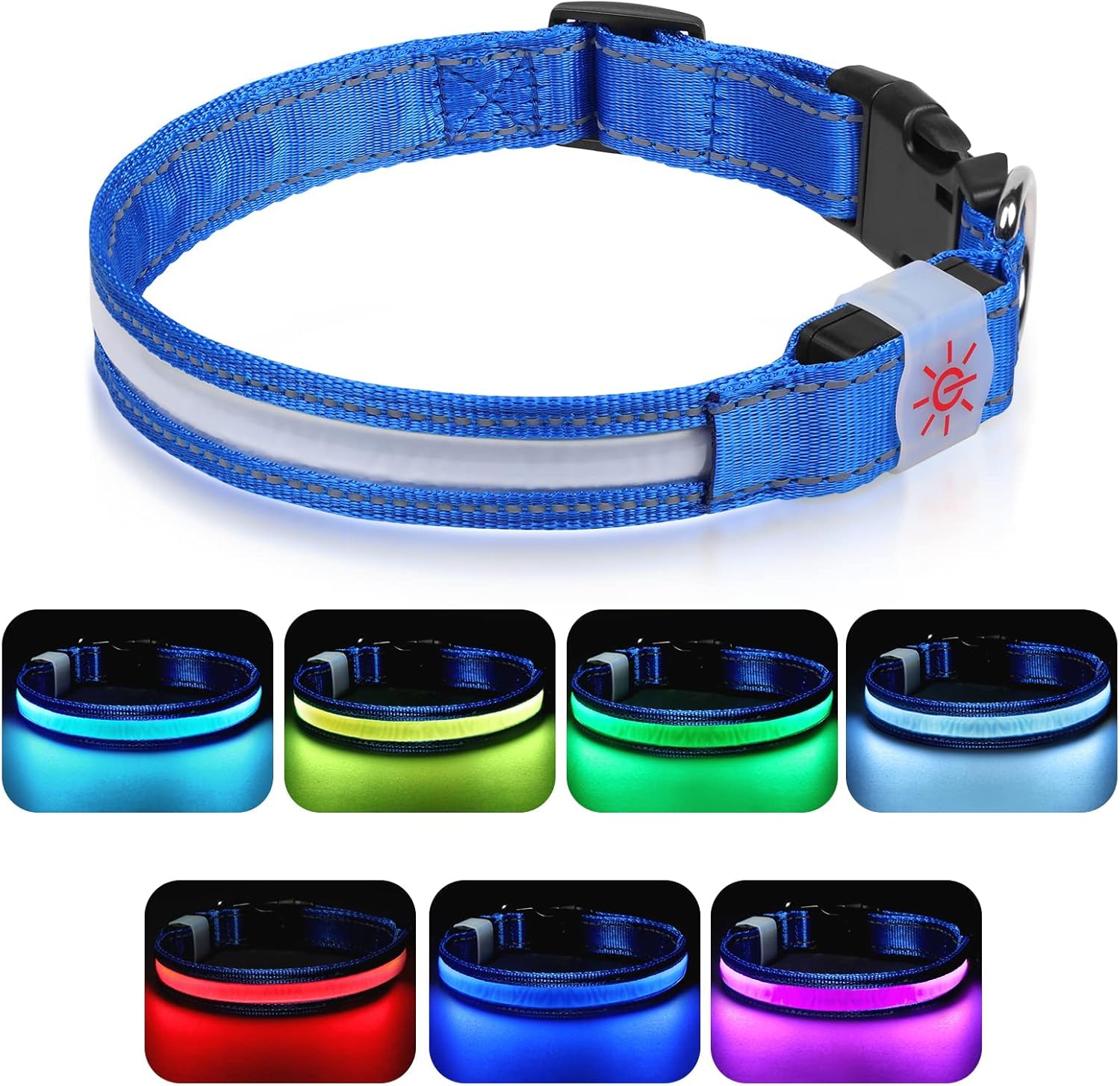 Petbank Light Up Dog Collar USB Rechargeable LED Dog Light Up Collar