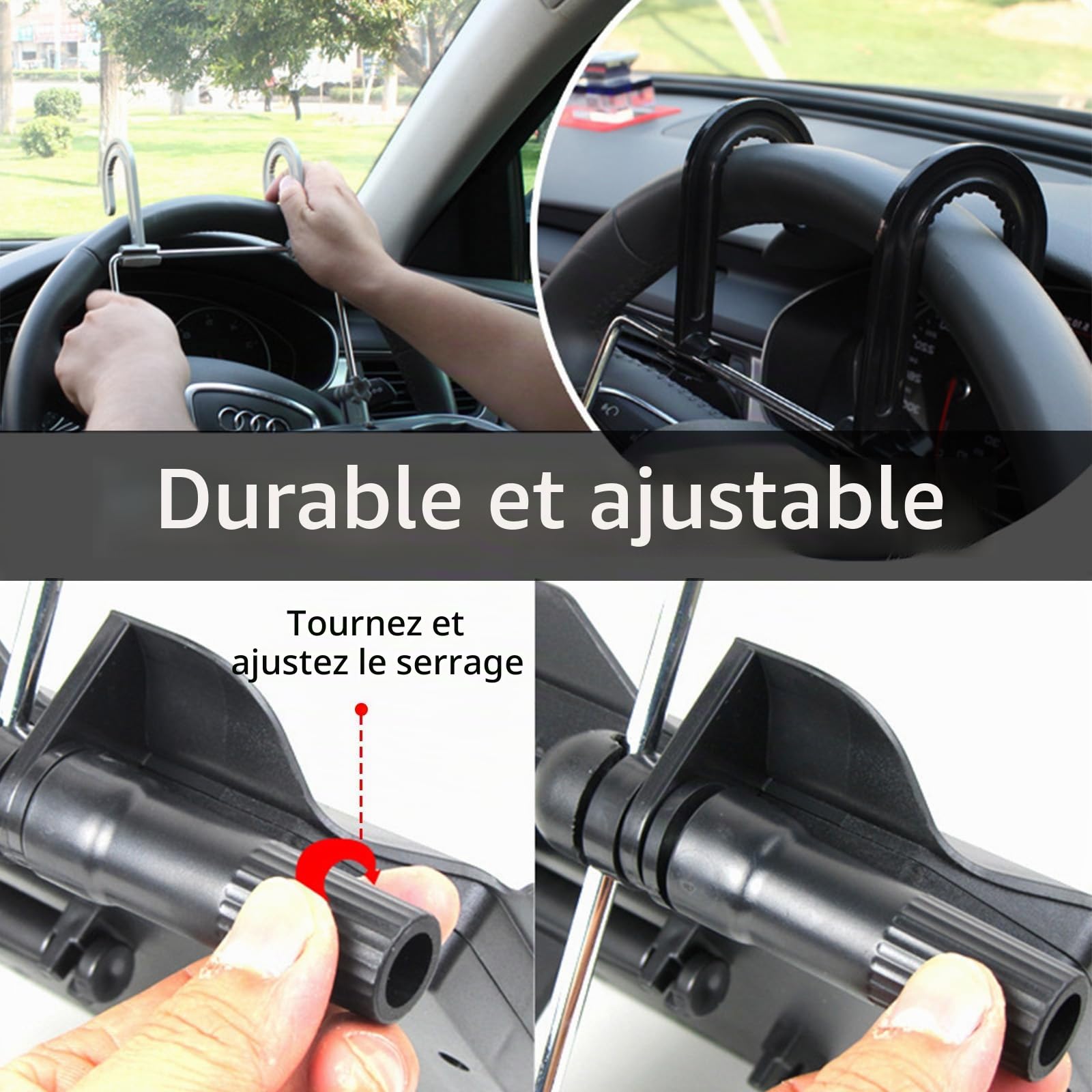 Support De Volant De Voiture, 2 en 1 Plateau De Volant Table D'ordinateur Pliable Et Portable pour Siège De Voiture Universel Support Multifonctionnel pour Volant Plateau De Table Jusqu'à 10kg