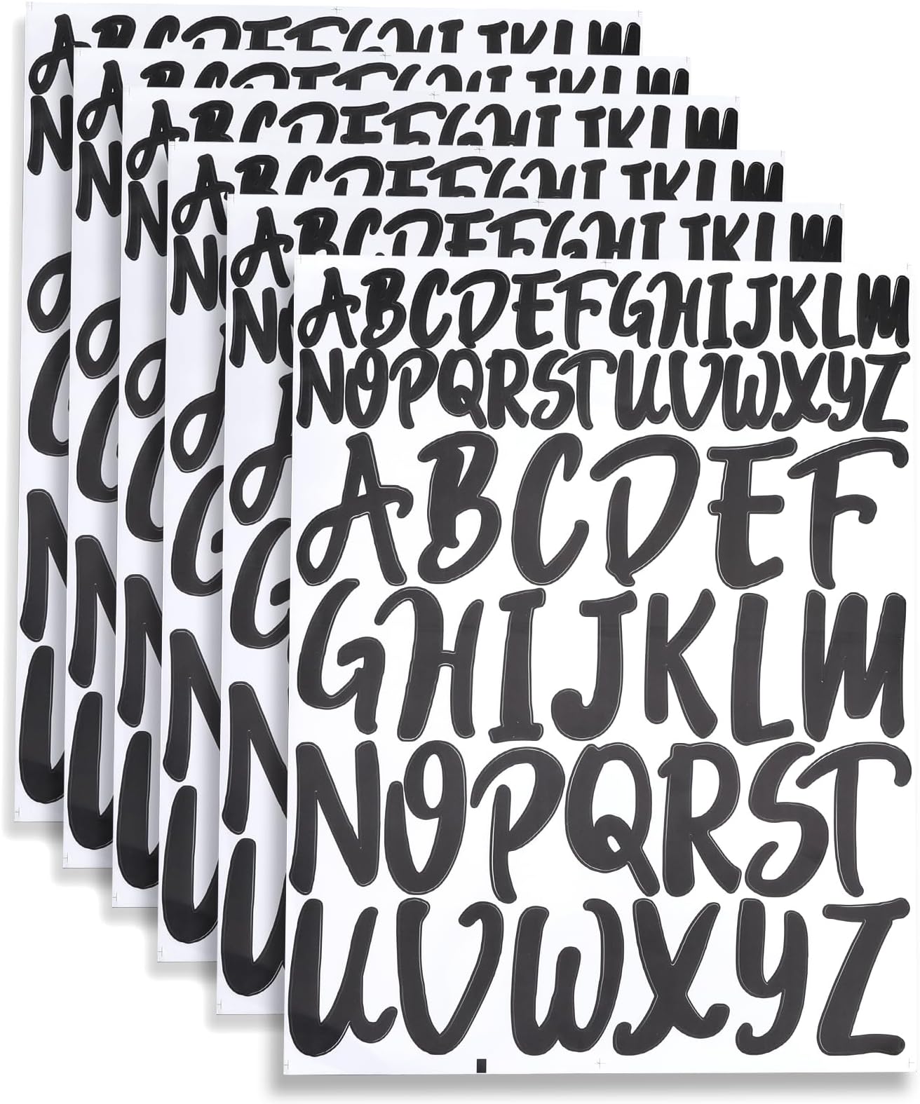 MSKS6 Sheets Capital Letter Stickers, Self Adhesive Letters Stick On Letters Waterproof Vinyl Alphabet Stickers Sticky Letters for Scrapbooking Craft Signs Poster Cards Window Mailboxes（Black）