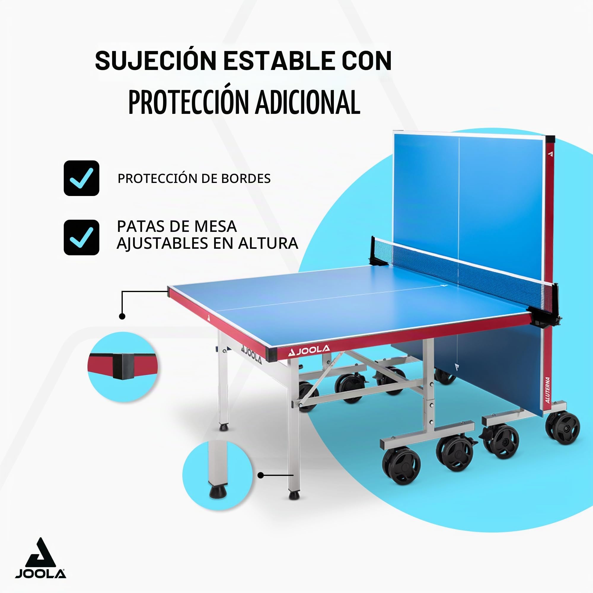 JOOLA Mesa de Ping Pong Exteriores Resistente Intemperie Aluminio Plástico 6mm Plegable Incluye Red