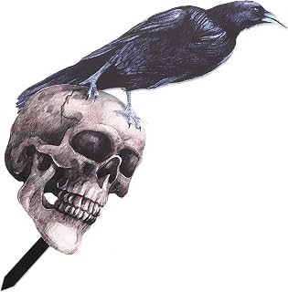 Abaodam Halloween Yard Sign With Stake Halloween Decorations Halloween Yard Sign Crow Skull Stake Decoration for Outdoor Yard Pathway Outside Patio Lawn Sign Stakes