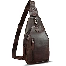 Genuine Leather Sling Bag Retro Crossbody Sling Backpack Handmade Chest Shoulder Bag Daypack Purse Fanny Pack