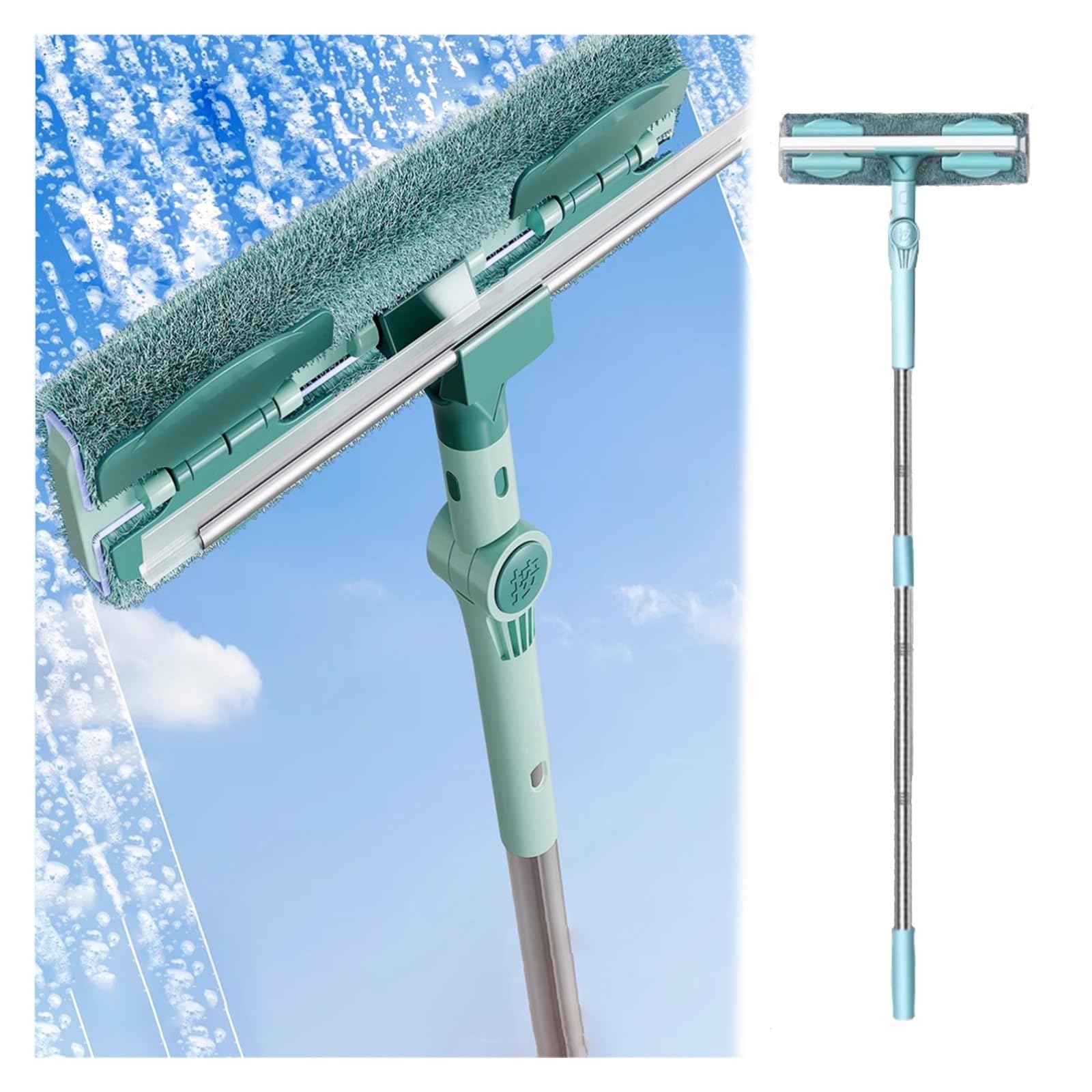 Lavavetri Tergivetri Puliscivetri Kit di strumenti per la pulizia delle finestre con tergivetri per uso domestico, asta estensibile per il lavaggio delle finestre da 160 cm per porte in vetro della do
