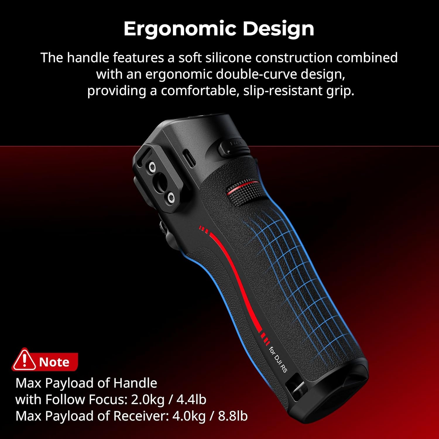 SMALLRIG Handle with Follow Focus for DJI RS 2 / RS 3 Pro/RS 4 / RS 4 Pro/RS 5 Gimbal Stabilizer, Handle with 1/4"-20 locating Holes and a Cold Shoe Mount, Max Load 4.4lb