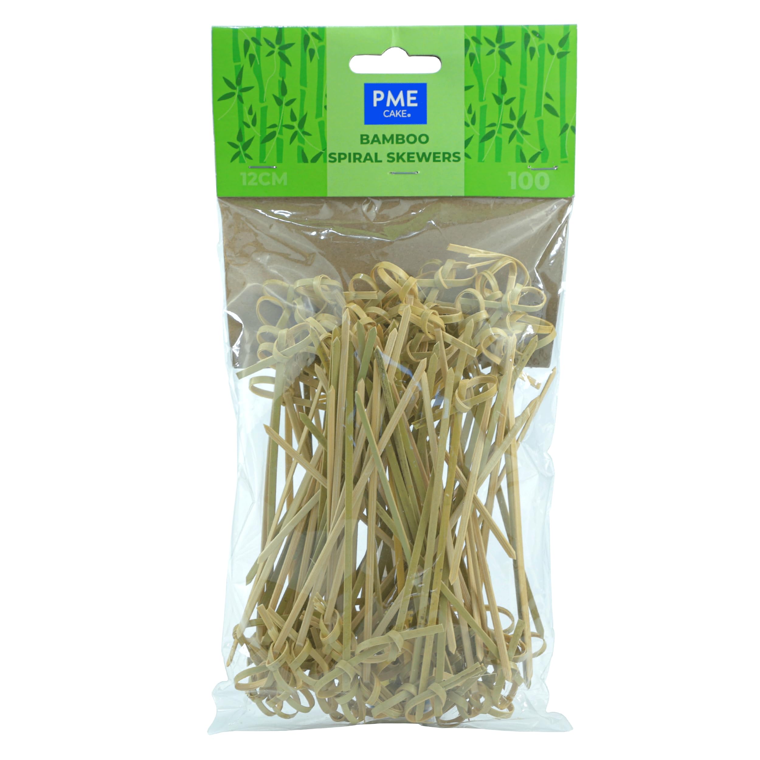 PME LSK179 Bamboo Spiral Skewers 12cm, Pack of 100, Brown