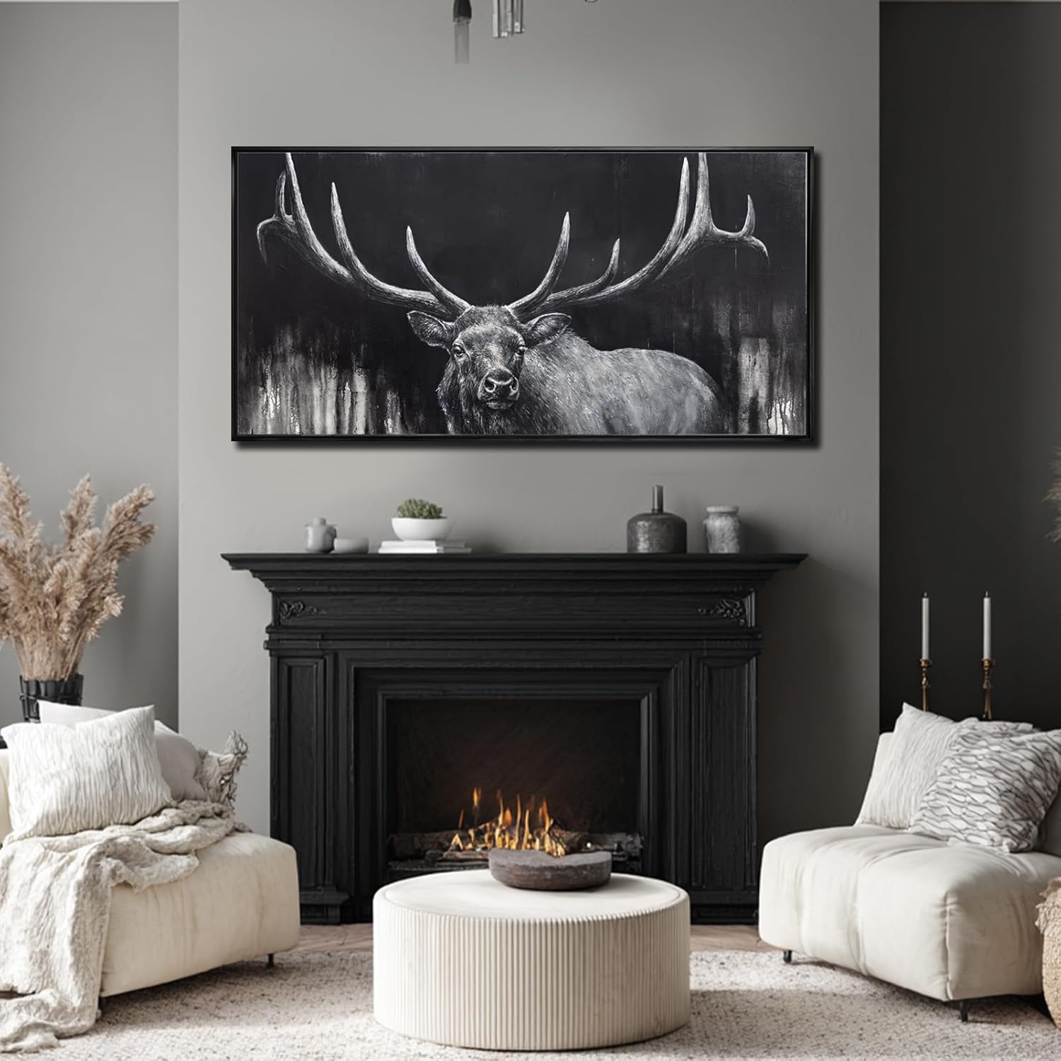 SDYA Highland Cow Wall Art Farmhouse Canvas Printed Black And White Cow Animal Pictures Wall Decor Modern Western Rustic Artwork Decorations for Bedroom Office Living Room 24"x48"