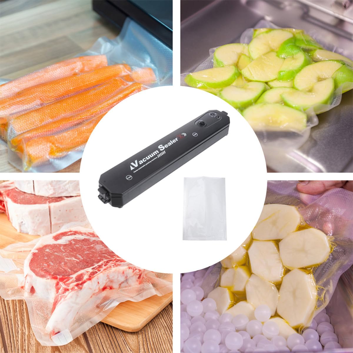 ULTECHNOVO 2 Ensembles Scellant Sous Vide Outil De Scellement Des Aliments Outil De Conservation Des Aliments Scellant De Frais Scellant D'emballage Plastique Noir