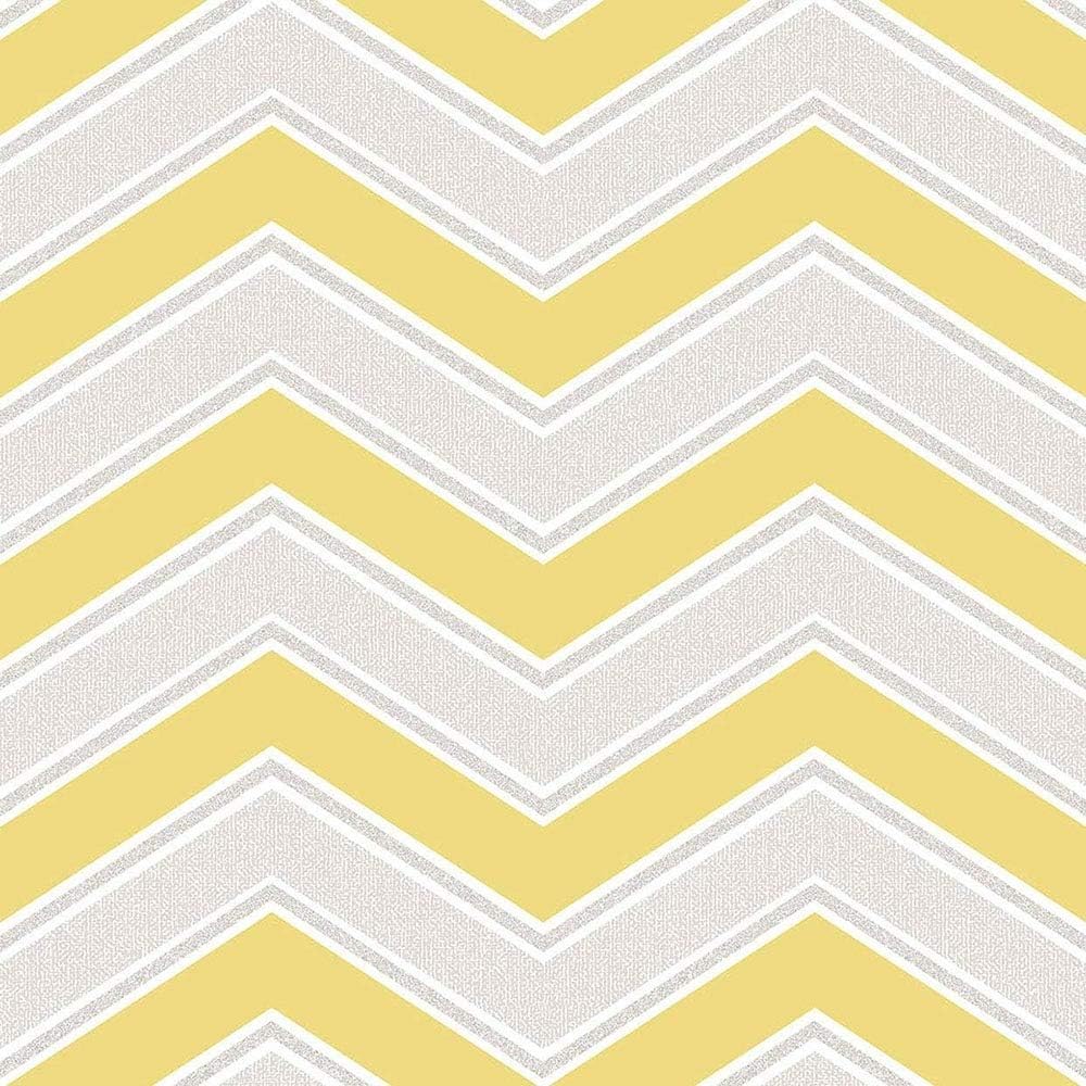 Coloroll Wallcoverings Blown Vinyl Wallpaper Chevron M1144 Yellow Full