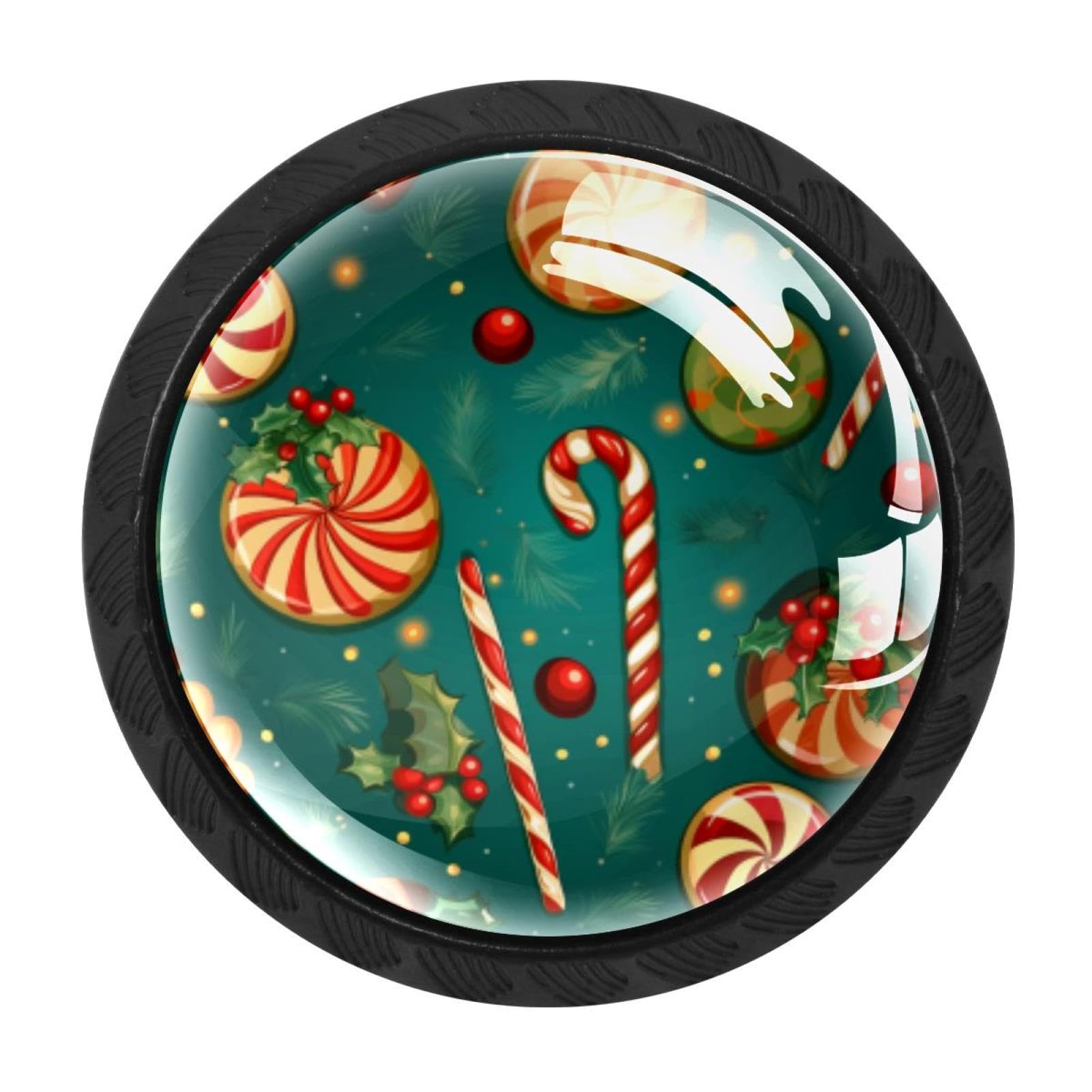 CHENZZZZ 4 Pieces Christmas Crutch Kitchen Cabinet Knobs Drawer Knobs Dresser Knobs Black Knobs Drawer Pulls Dresser Drawer Handles Knobs for Dresser Drawers