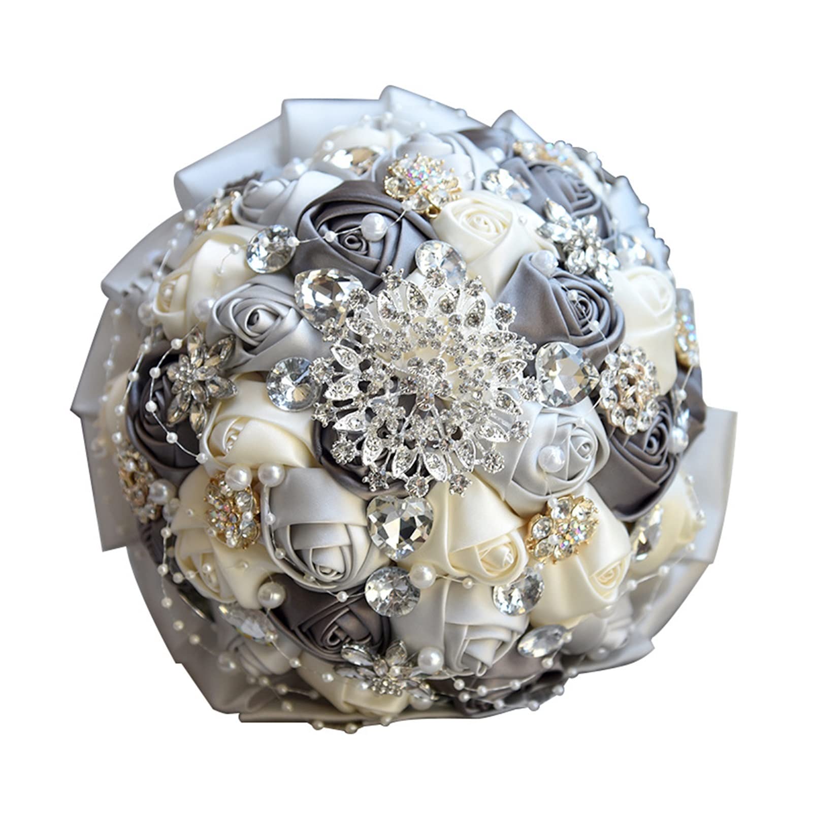 Bouquet de mariée cristalline crème 24cm pour shooting photo mariage