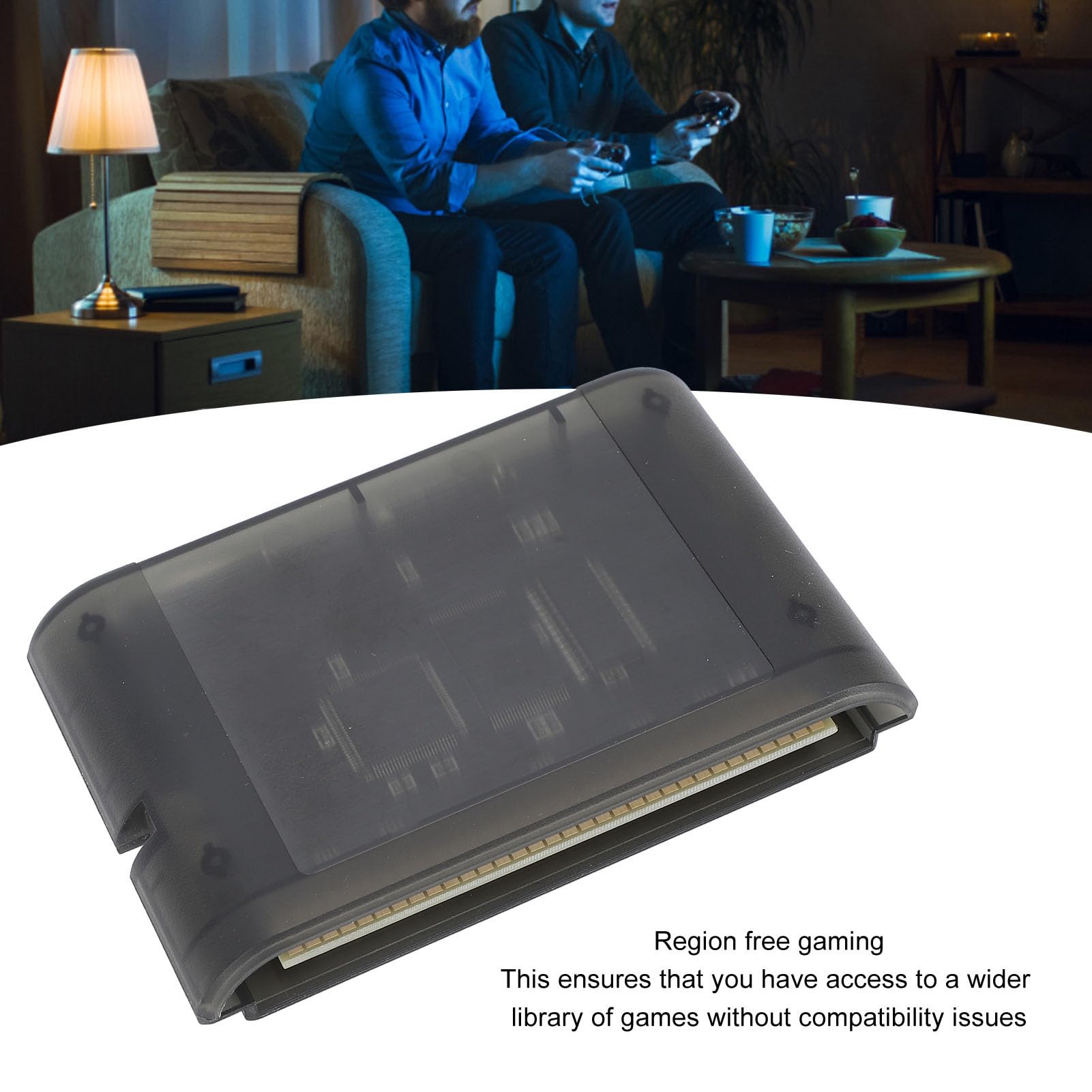 3000-in-1-Spielkarte mit 8 GB Speicherkarte, Transparente Kassette für Mega Drive V1, MegaKey-Unterstützung, Spielzubehör (Transparentes Schwarz)