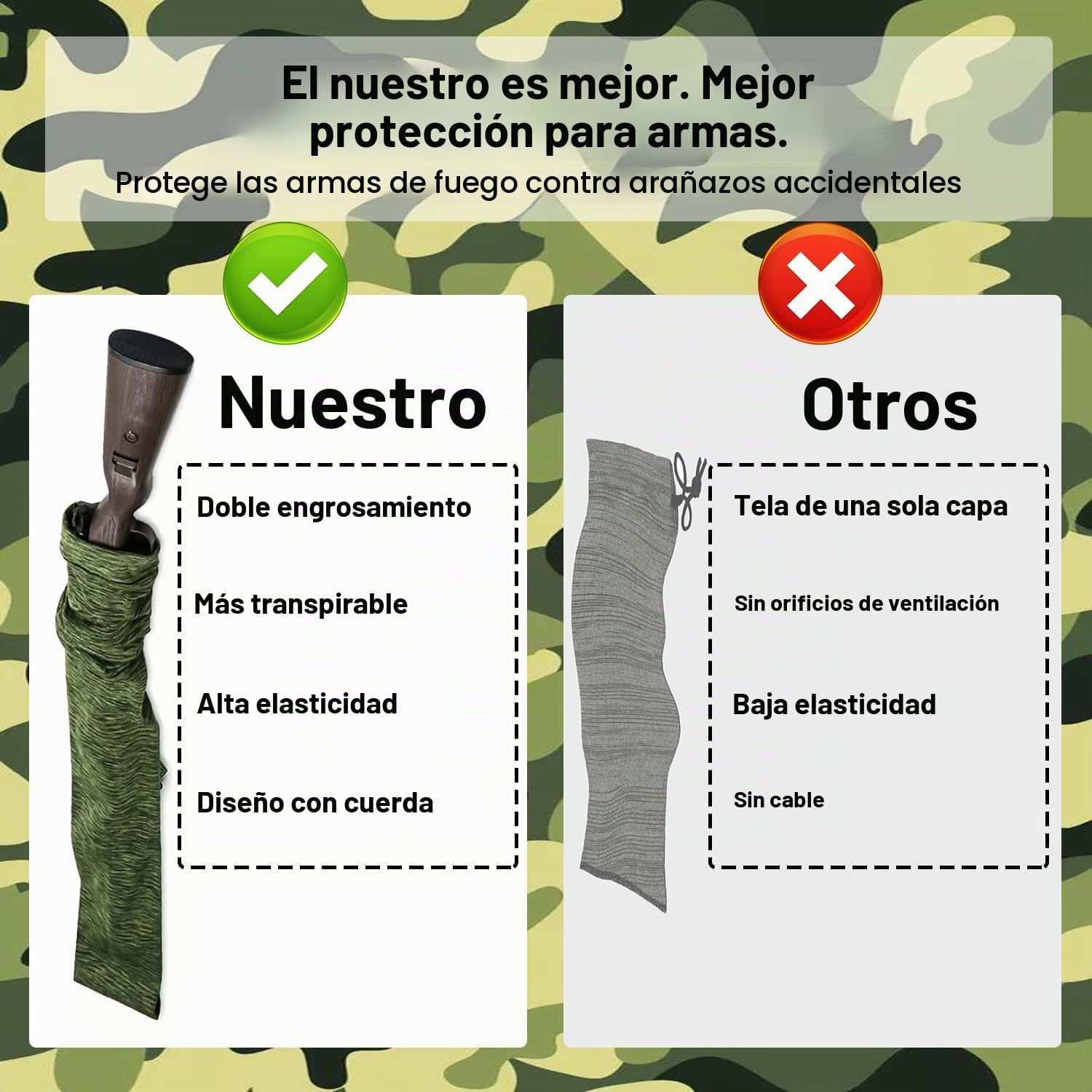 Calcetines gruesos para rifles y escopetas, 140 cm, revestimiento de silicona, lote de 4
