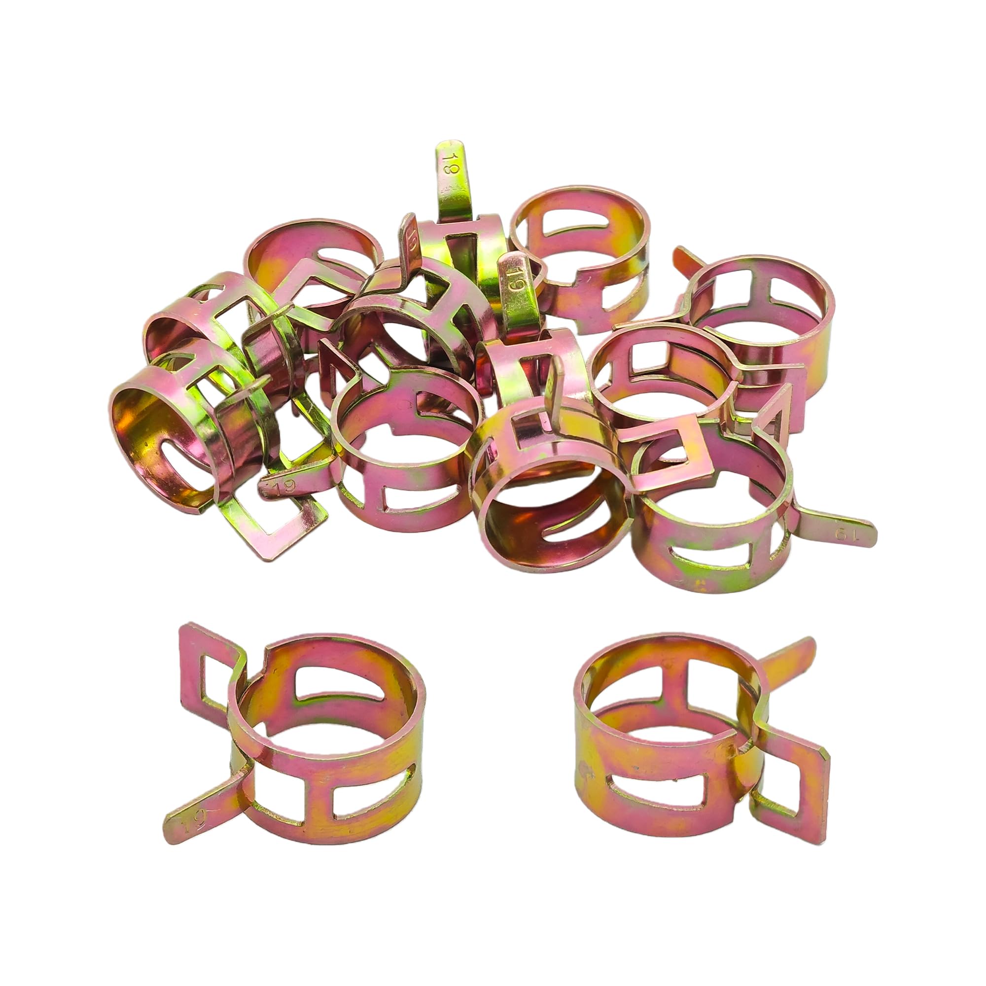 12Pcs 3/4inch Spring Band Type Fuel Hose Clamps, 19mm Silicone Vacuum Hose Pipe Clamp Fasteners, Water Pipe Air Tube Clamps, Fit 19.4-21.4mm OD Hose