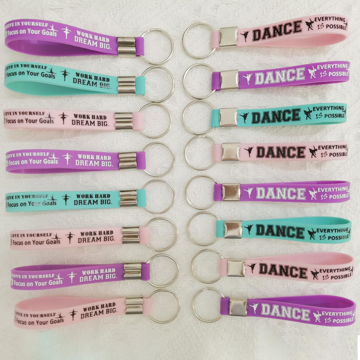 BignzwUra 24PCS Ballet Dance Themed Party Rubber Keychains - Dacing/Dance Movements Ballerina First 21st Birthday Party Favors Supplies Decorations Goodie Bag Favor Stuffers Silicone Keychains