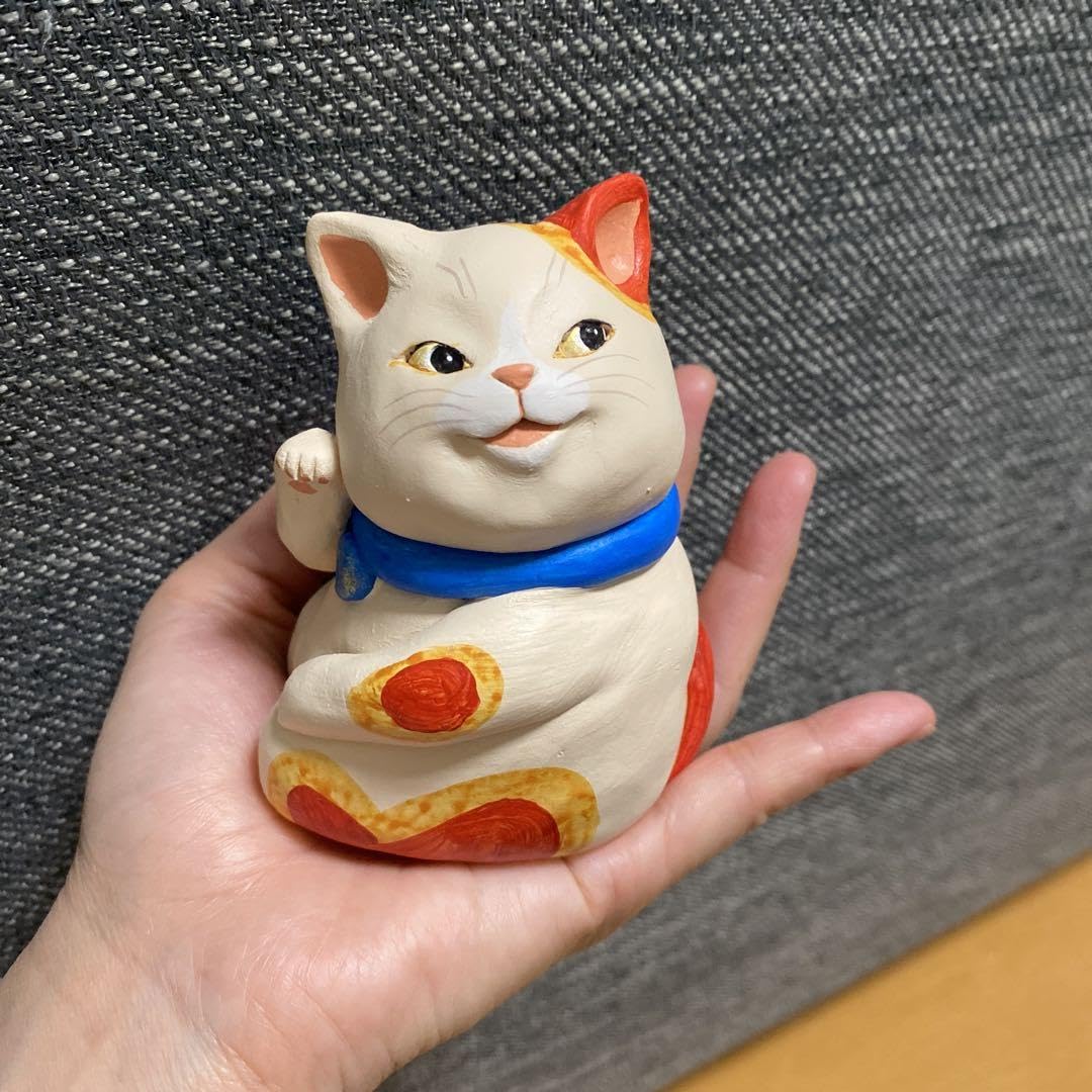 招き猫　作家　招き猫もりわじんさん　１点もの　猫の置物 Amazon.co.jp: 中もりわじんさん 1点もの 招き猫 : ホーム＆キッチン