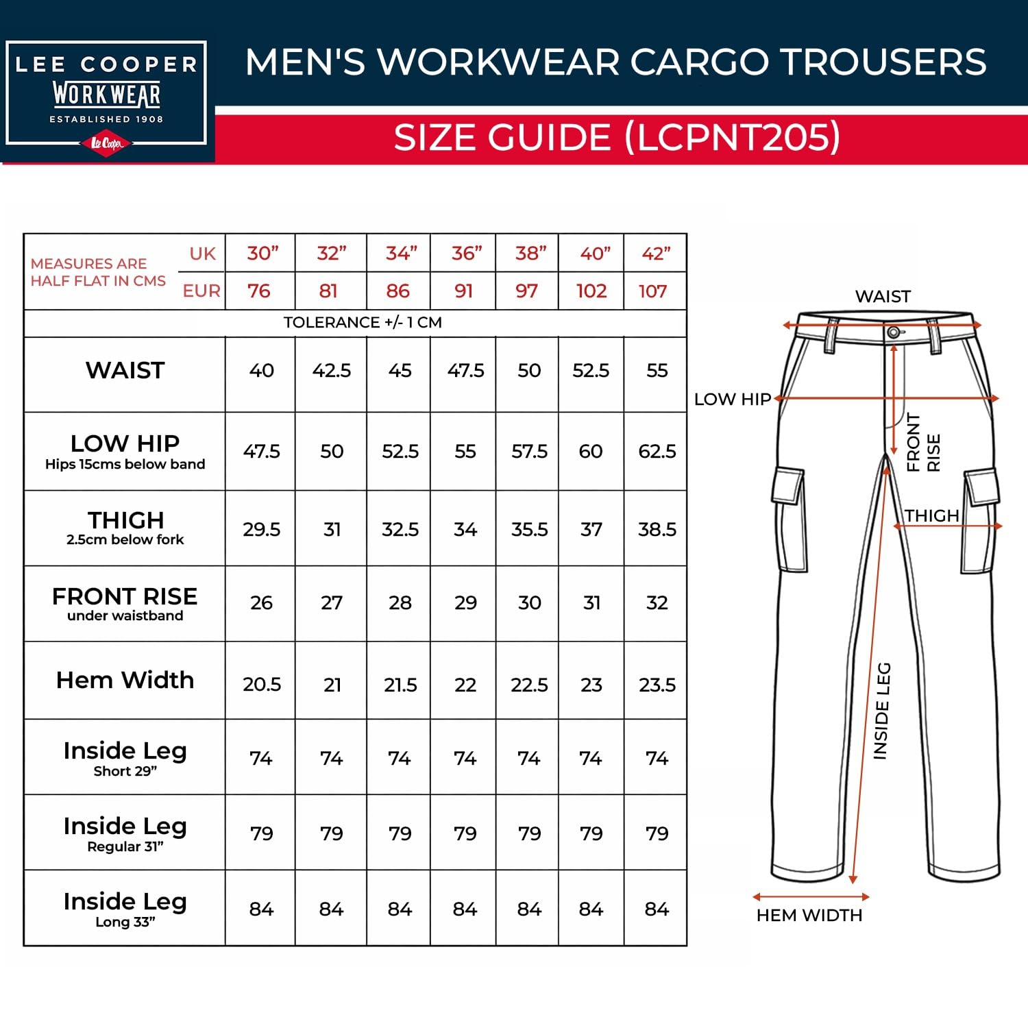 Lee Cooper Męskie klasyczne spodnie robocze cargo z wieloma kieszeniami łatwe w pielęgnacji spodnie ochronne