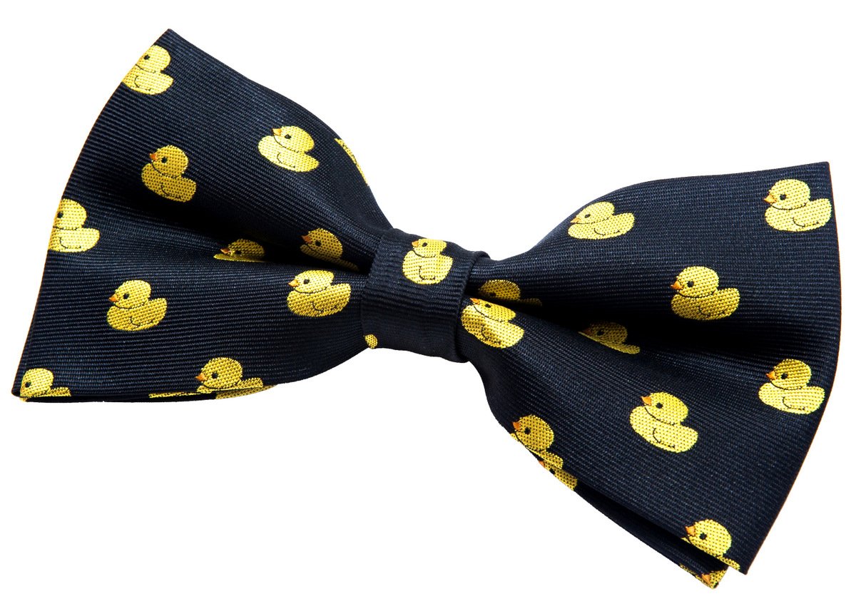 Retreez Classic Rubber Duck Woven Pre-tied Bow Tie (5") - Black