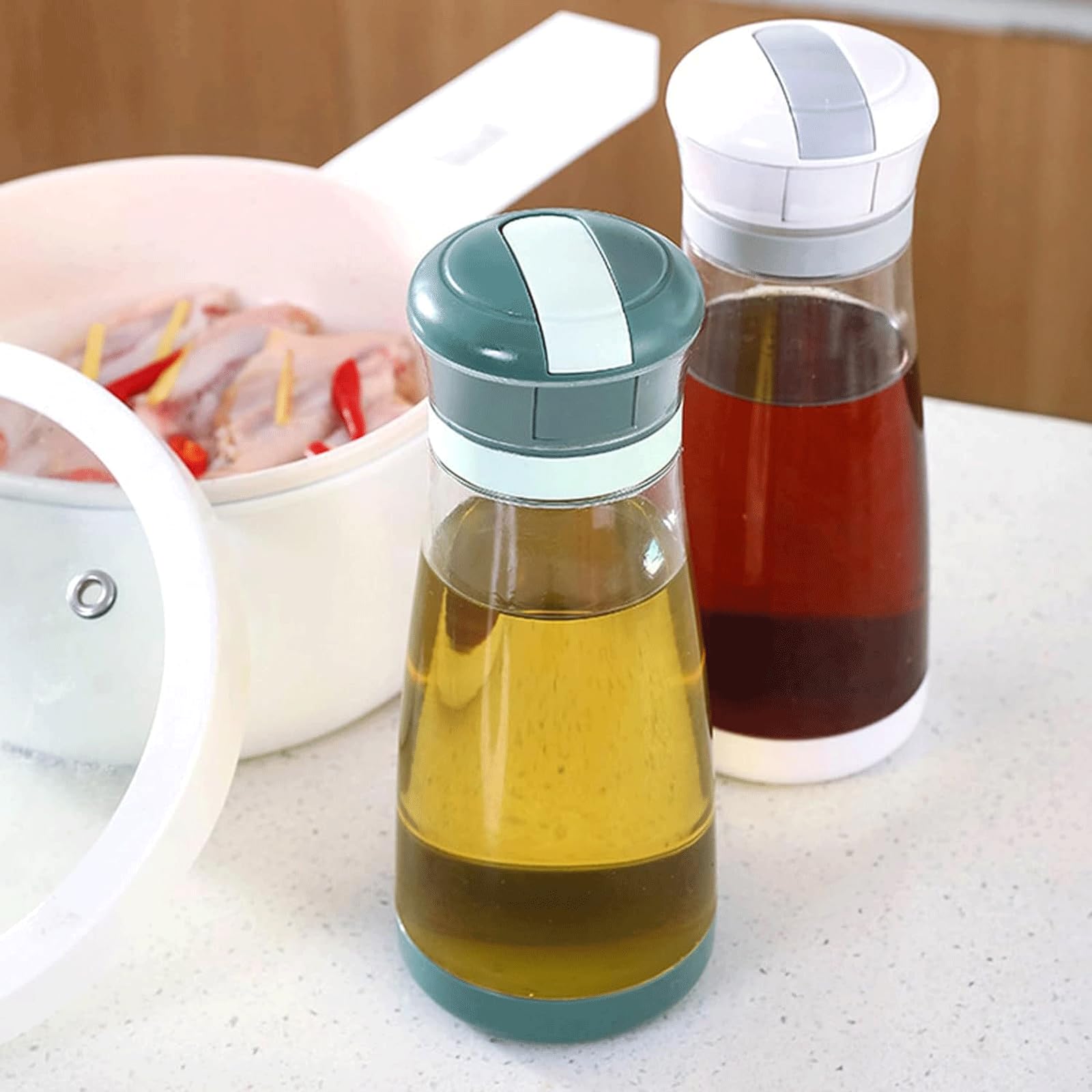 KRILLIQ Lattina di Olio Bottiglia di Olio commestibile in plastica Lattina di Miele Dispenser di Olio e aceto Dispenser di sciroppo di caffè per Cucinare in Cucina per Condimento