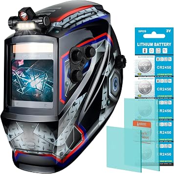 TRQWH Welding Helmet Auto Darkening - Large Viewing True Color Solar Powered Welding Hood with 4 Arc Sensor Adjustable Wide Shade Range 45-8/9-13 Welder Mask for TIG MIG ARC Weld Plasma Cut Grinding