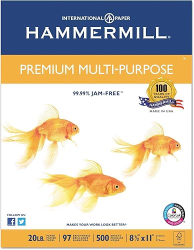 Hammermill Copy Amp Multipurpose PaperCarta8.50quot X 11quot20lb97Brillo5000caja de cartón, color blanco