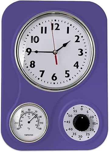 Lily's Home Reloj de cocina retro con temperatura y temporizador (morado)