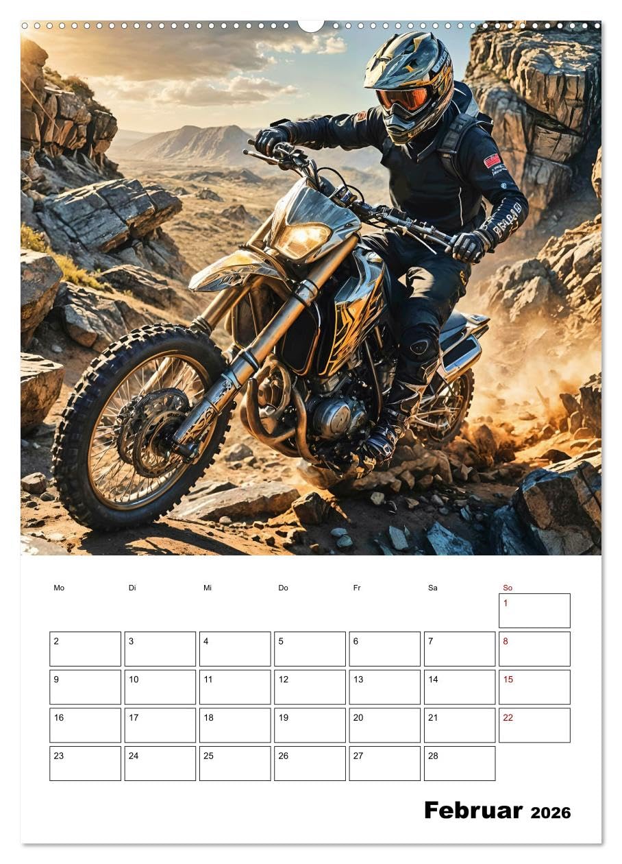Vollgas und Adrenalin - Motocross-Action pur! (Wandkalender 2026 DIN A2 hoch), CALVENDO Monatskalender: Motocross-Action in spektakulären, KI-generierten Bildern.