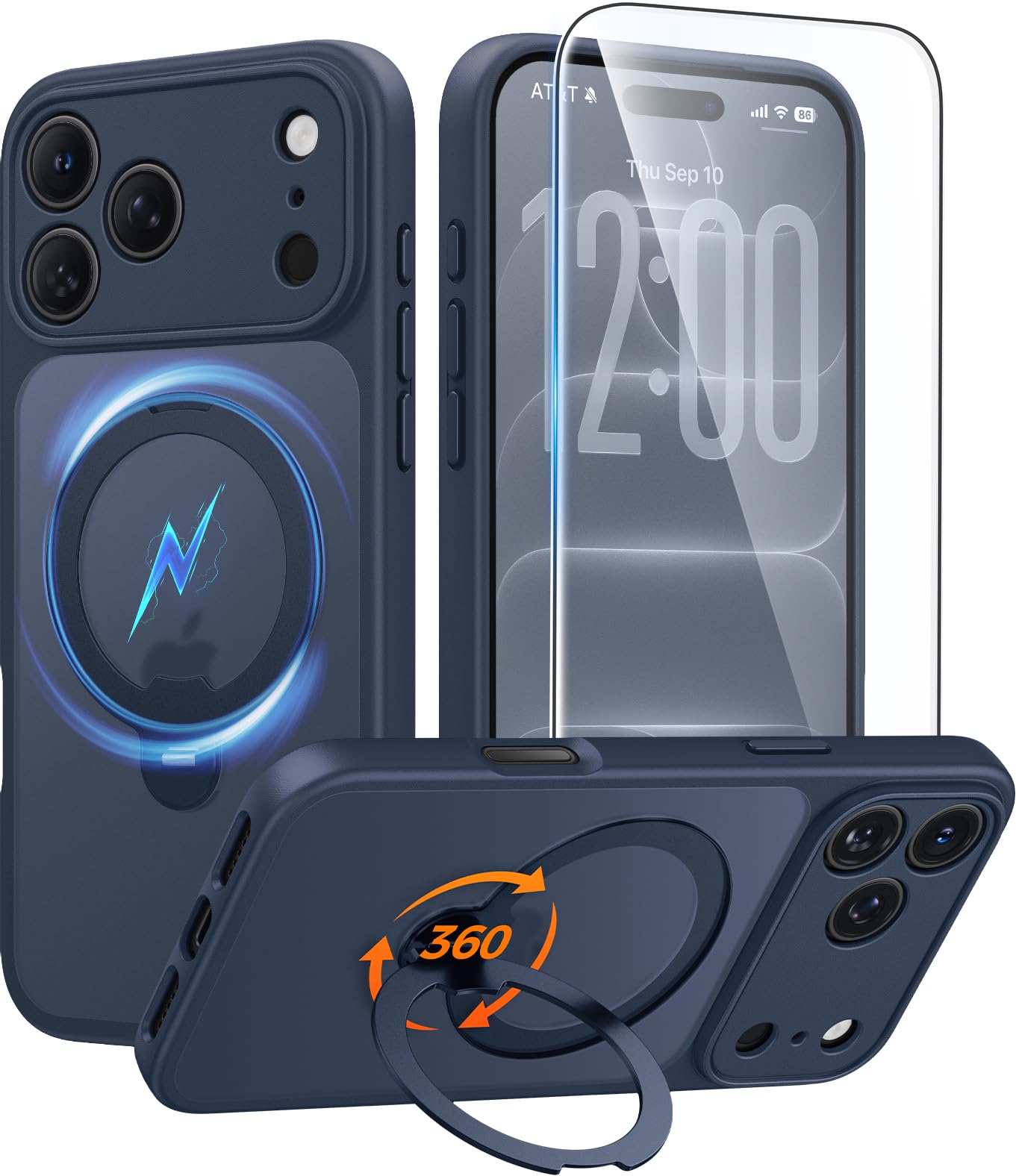 FNTCASE for iPhone 18 Pro/iPhone 17 Pro Case with 360 Spin Magnetic Stand