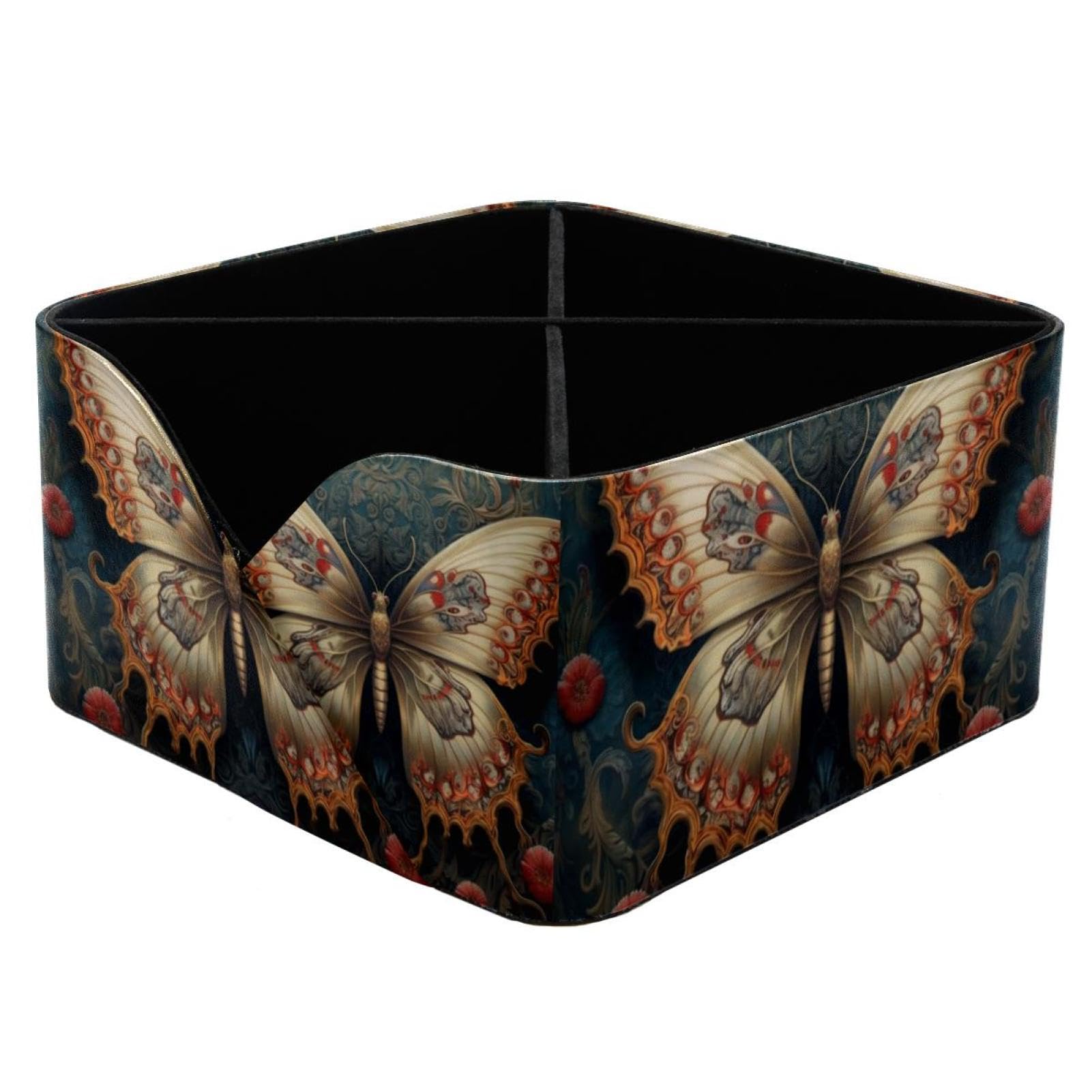 Pot à crayons rectangulaire motif papillon, cadeau idéal pour filles et femmes