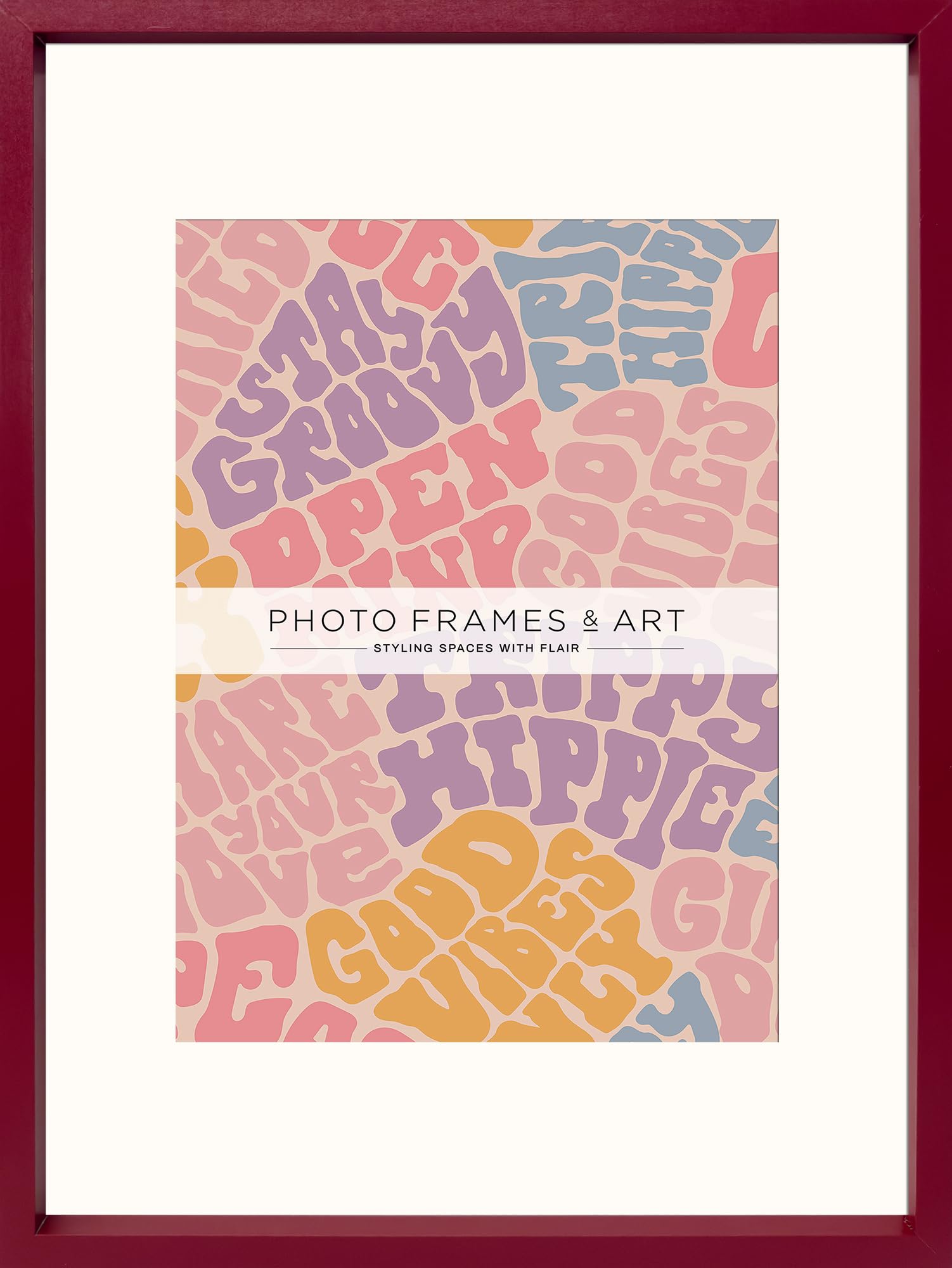 pf+a REAL GLASS Picture Frame For A4 Photo With Mount - A3 For A4 Raspberry Red Poster Frame / A3 For A4 Frame With Mount - Removable Mount