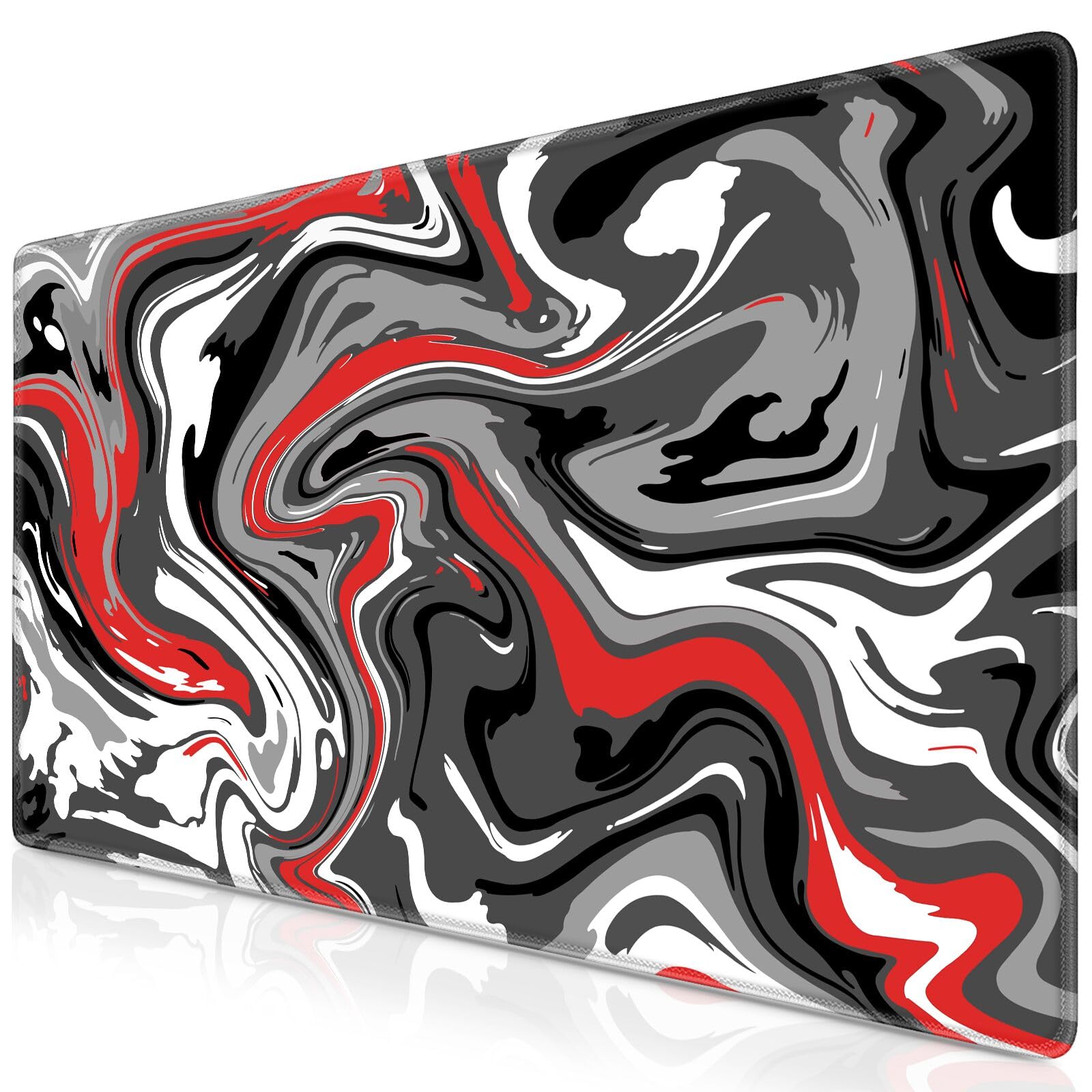 Abetcabe Gaming Mauspad XL, Mousepad 800 x 300mm, Fluid Art Mauspad groß Vernähte Kanten WassXerdicht Anti-Rutsch für PC, Laptop Verbessert Präzision und Geschwindigkei