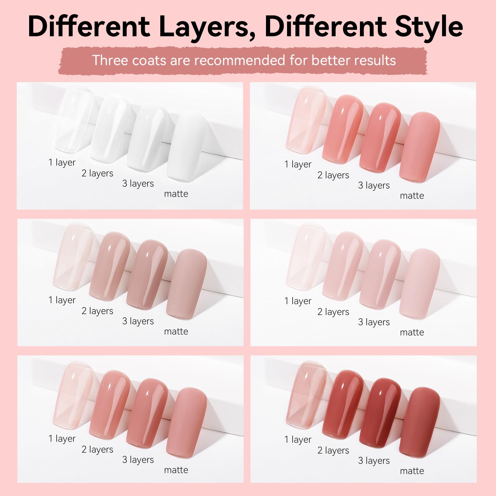 Juego de esmaltes de uñas: colección de 6 colores clásicos nude, blanco lechoso, rosa nude, esmalte de uñas de secado rápido, manicura de uñas, salón de arte de uñas, regalo ideal para mujeres 3