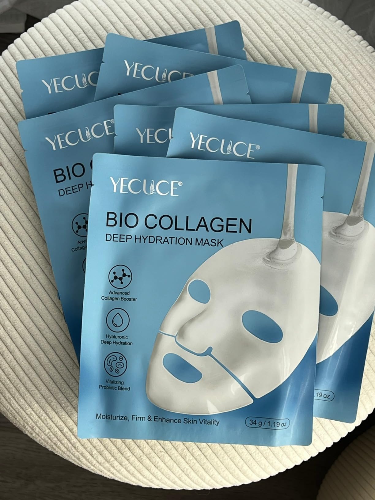 O.SECERT Collagen Face Mask - Overnight Hydrating Sheet Mask, Hydrogel Deep Wrapping Mask, Night Lifting Facial Masks for Women Skin Care, Restores Elasticity, Moisturizing & Firmness for All Skin Types (Skin)
