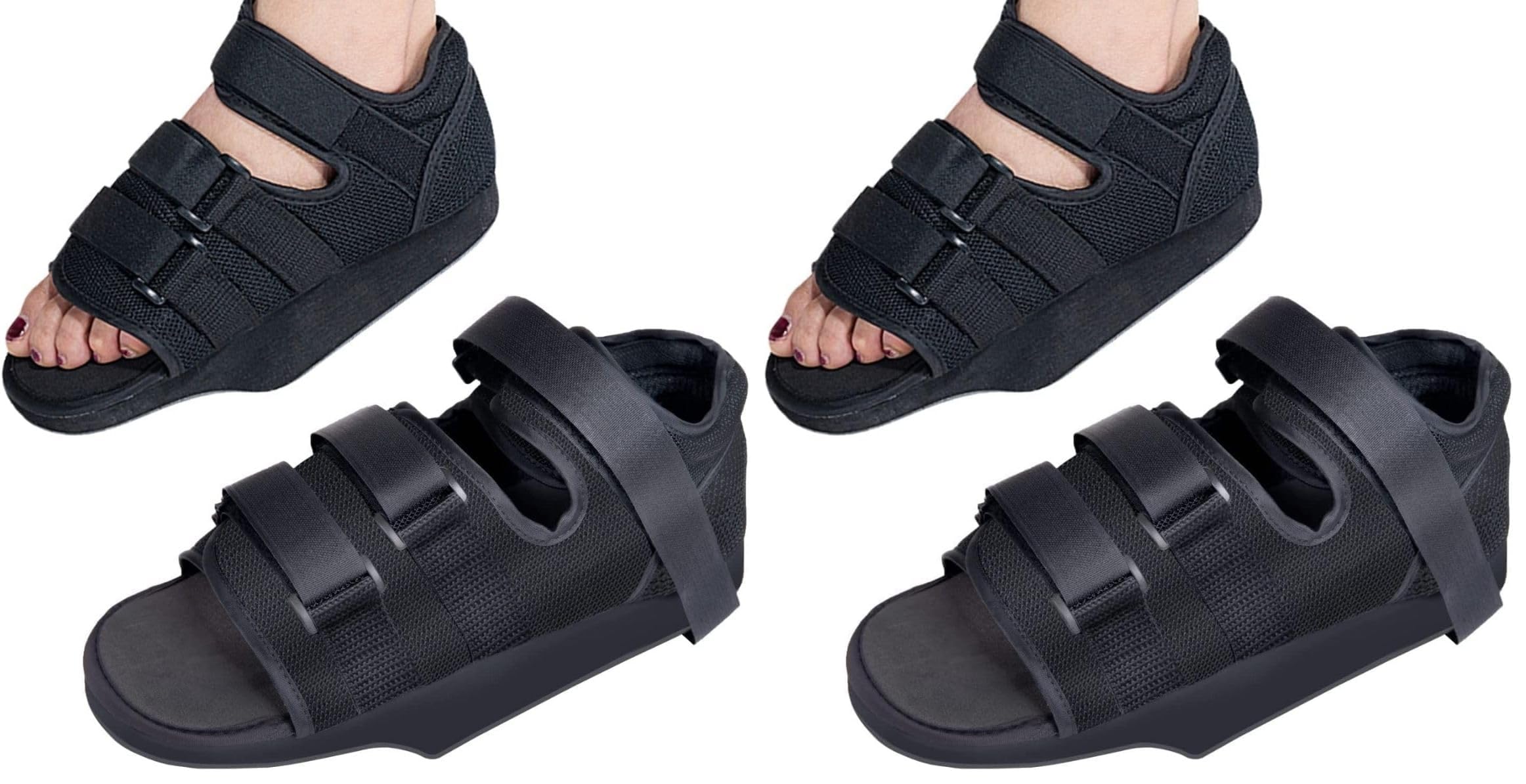OrtoPrime Zapato Postoperatorio en Talo Ajustable - Calzado ortopédico para operación del pie - Zapato BILATERAL Postquirúrgico (TALLA L (42-44) (Paquete de 2)